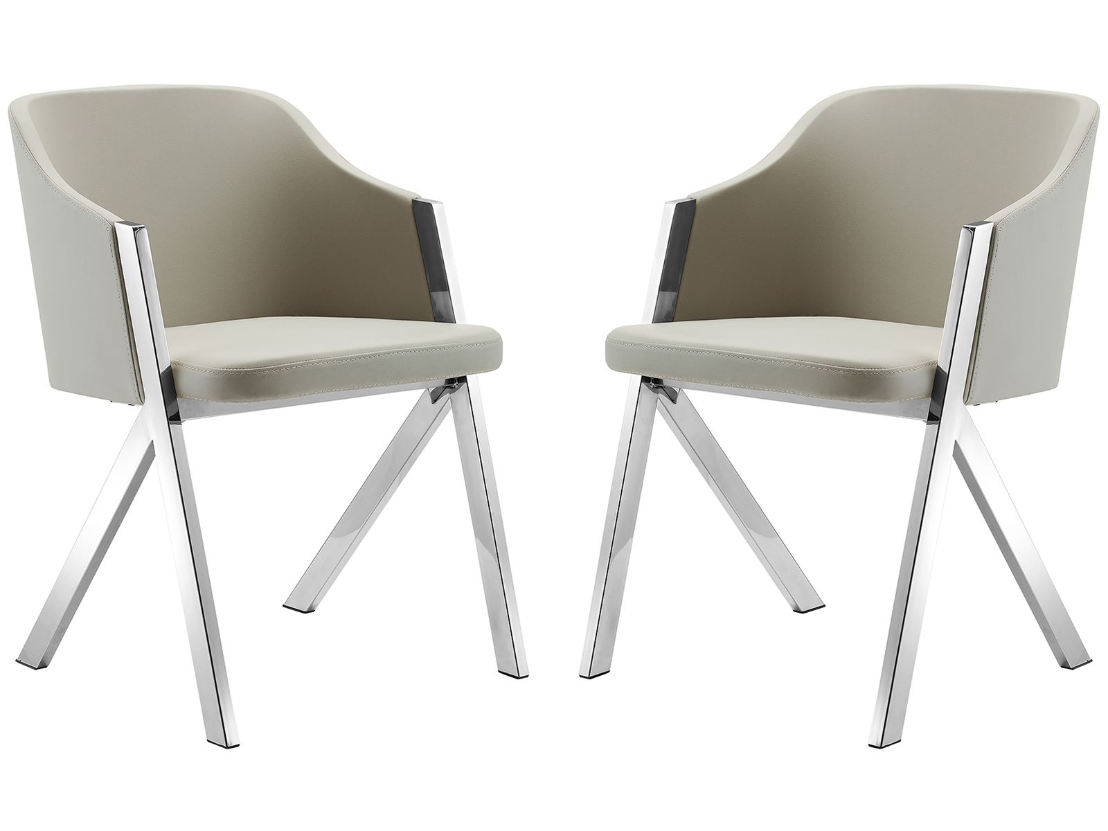 Acorn Set of 2 arm dining chair in taupe pu leather.