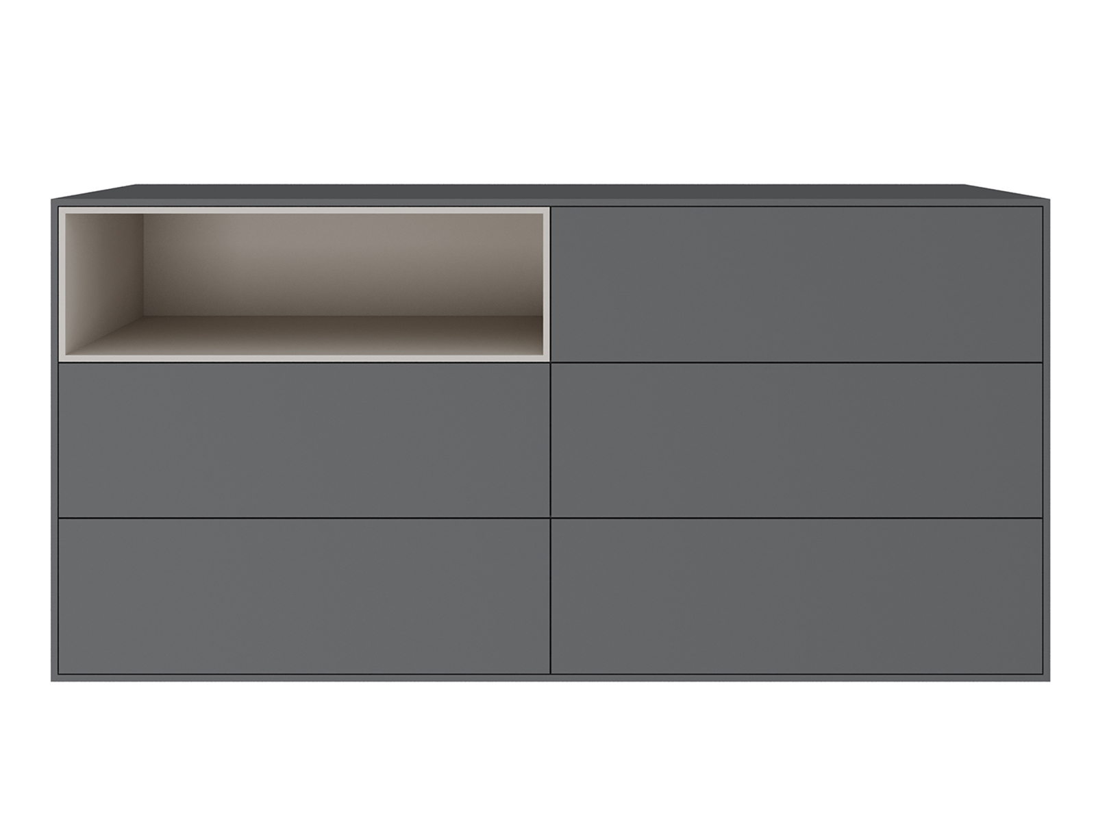 Carter dresser in taupe matte.