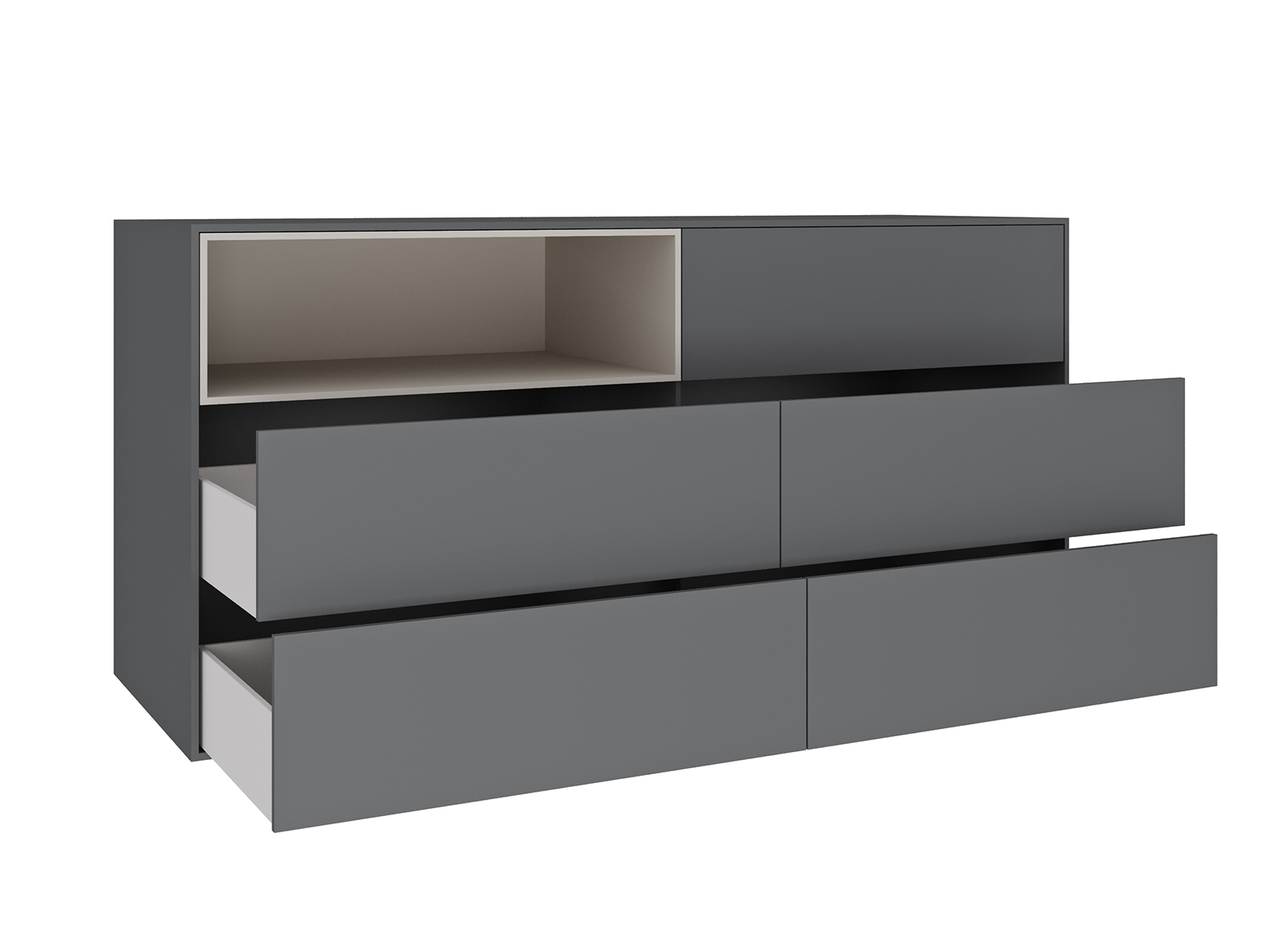 Carter dresser in taupe matte.
