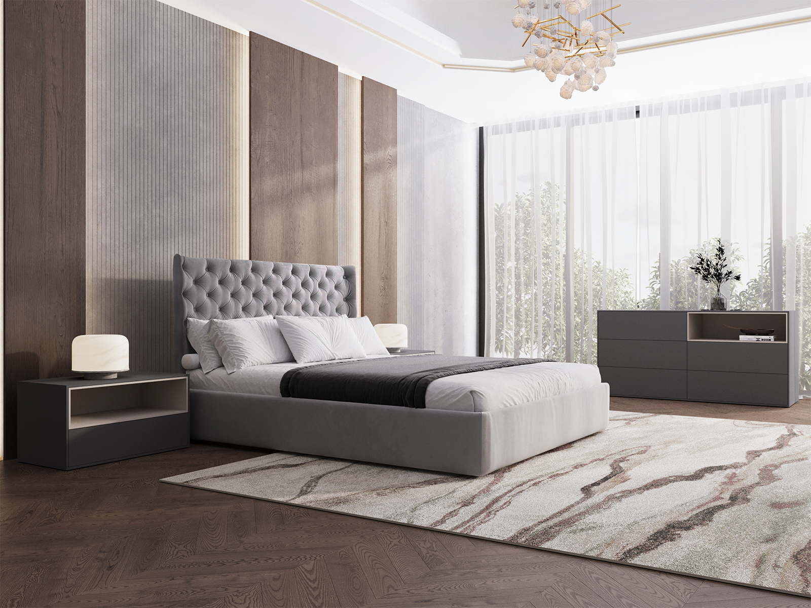 Carter dresser in taupe matte.