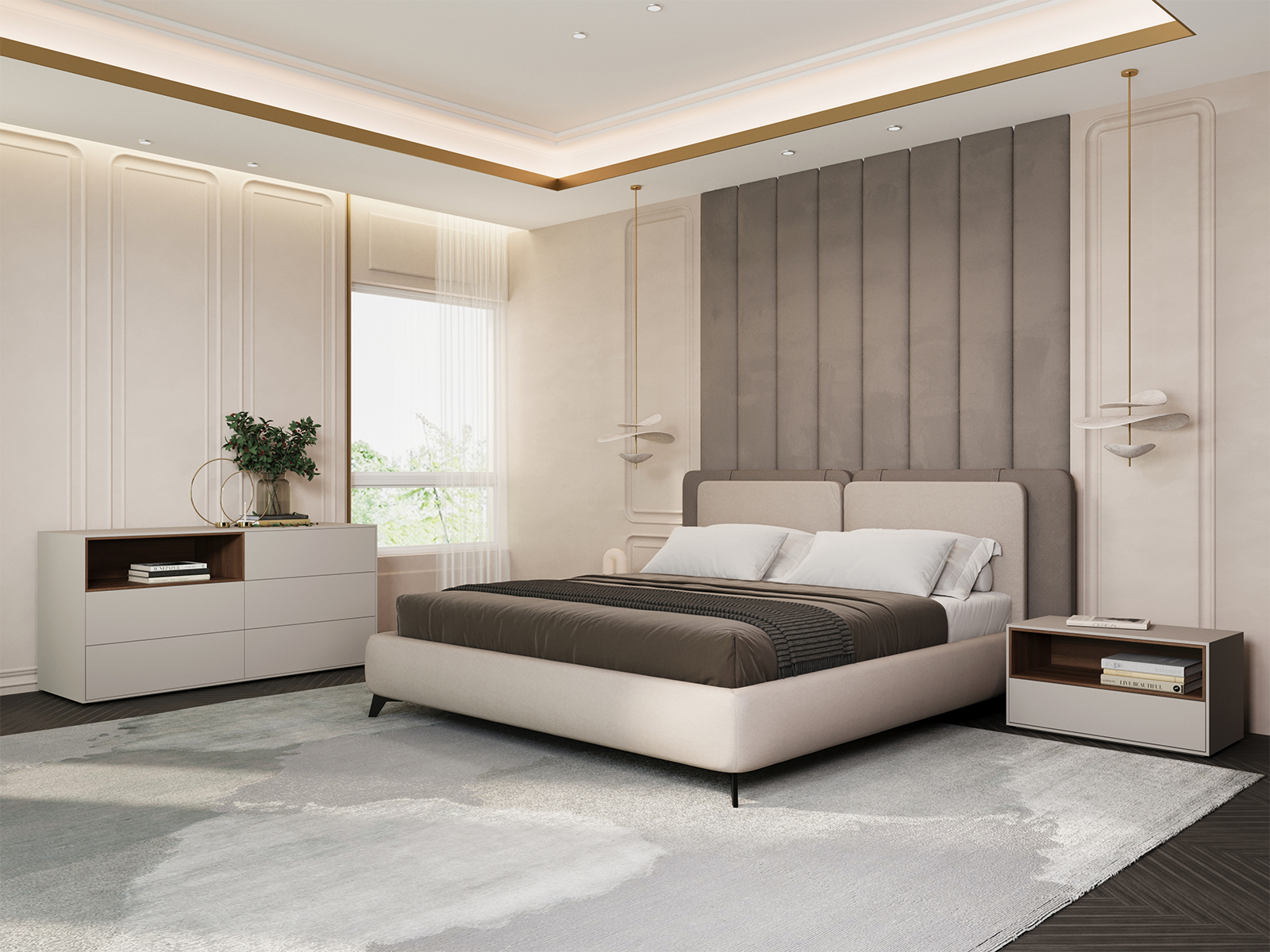 Carter dresser in taupe matte.