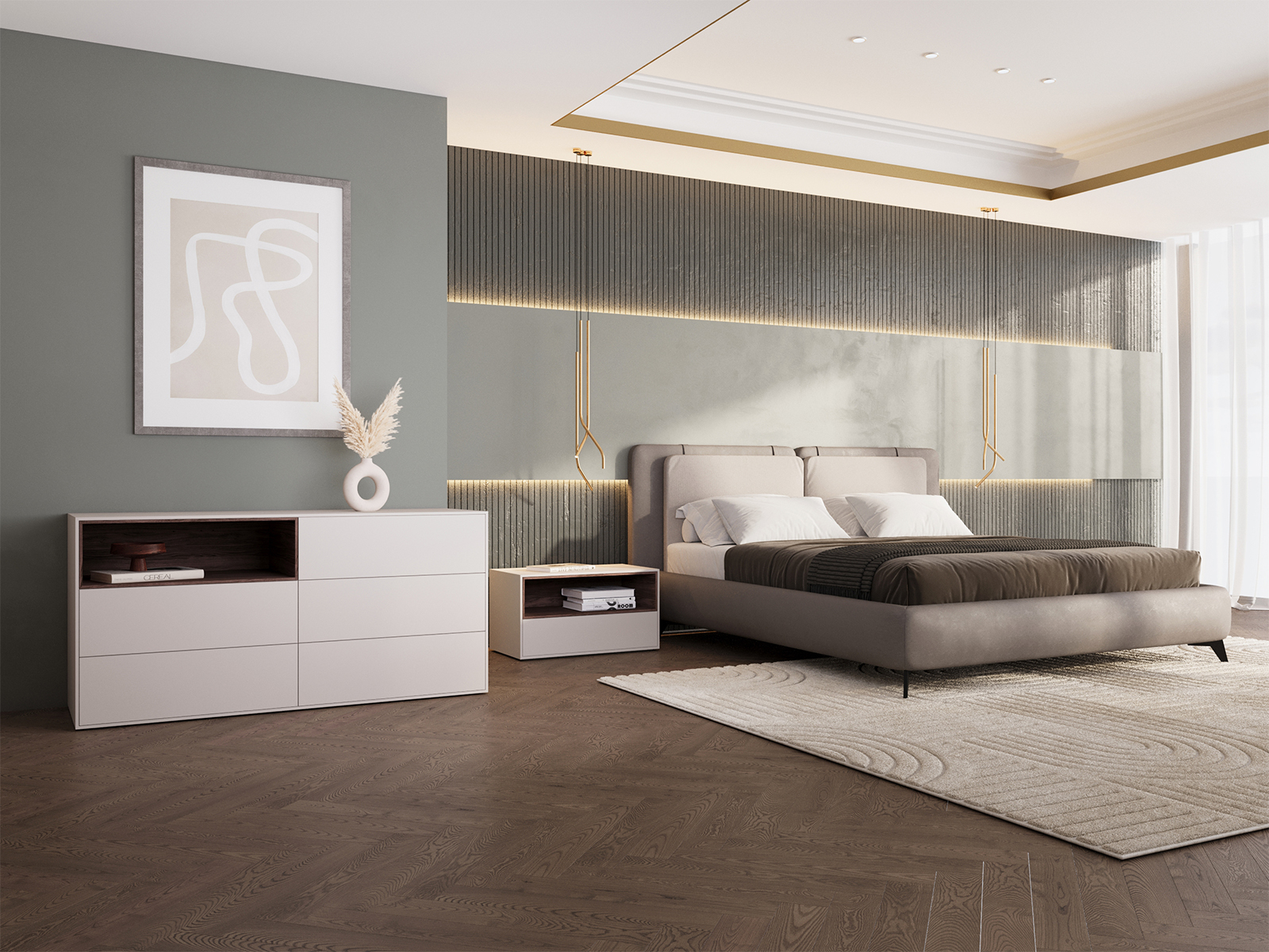 Carter dresser in taupe matte.