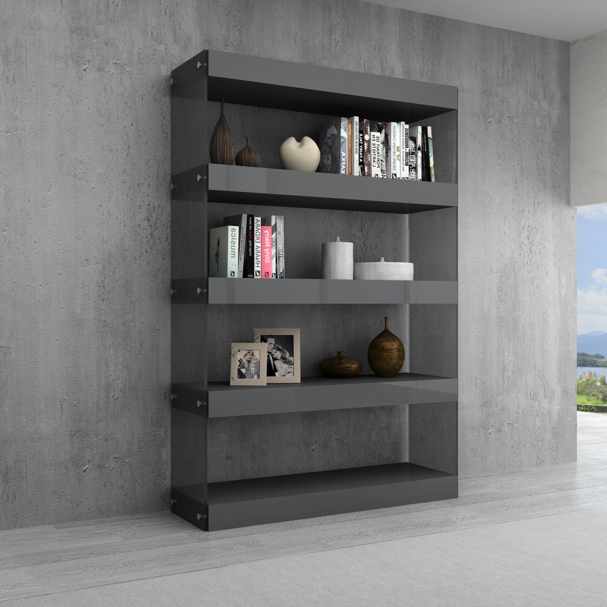 Cloud Curio Unit in Grey High Gloss