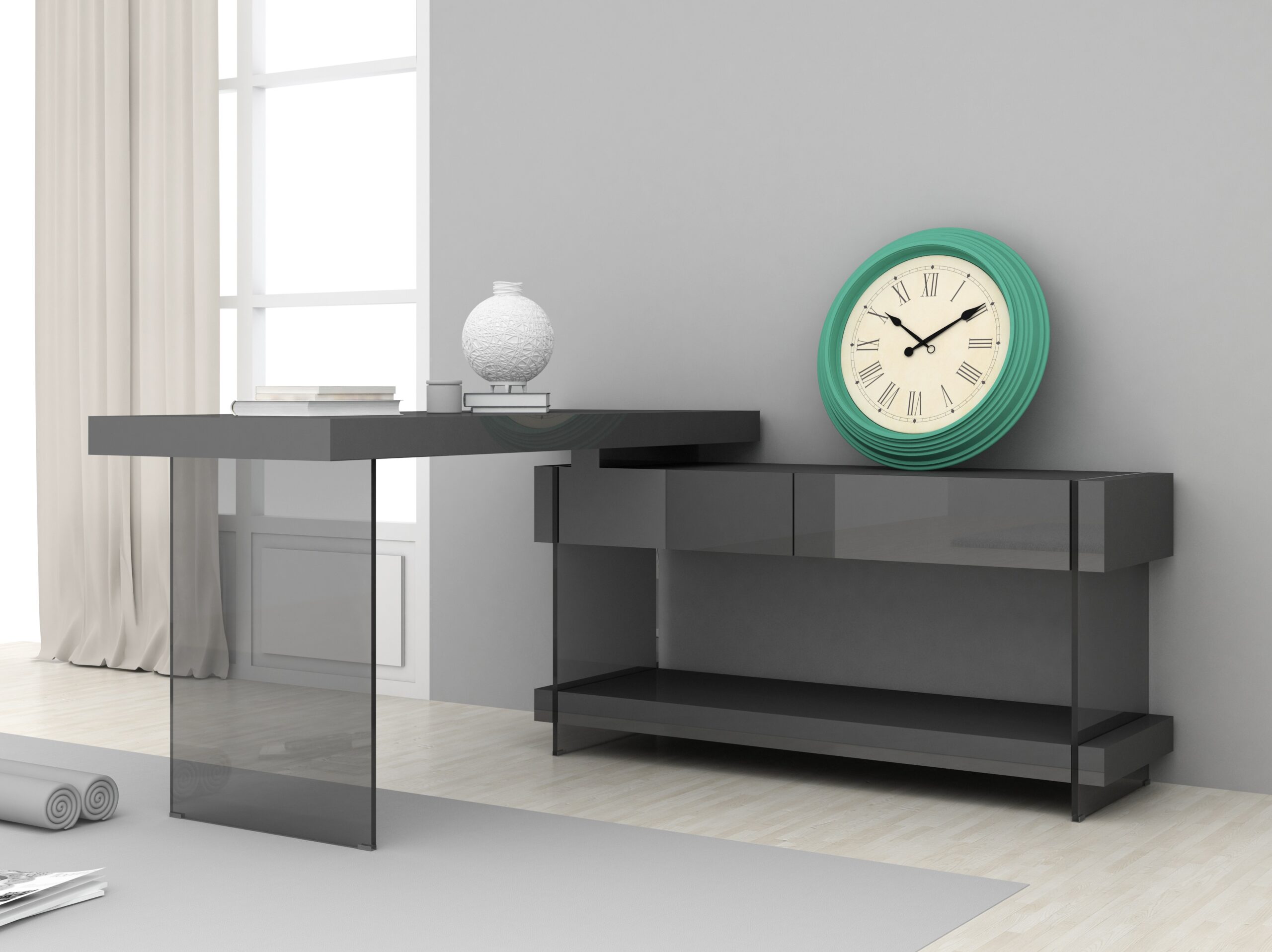 Cloud Desk in Grey High Gloss