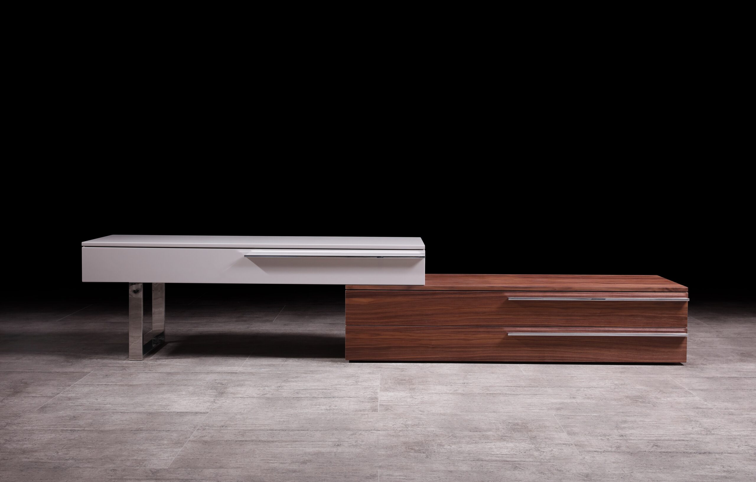 CE Hudson TV Base in Walnut & Taupe