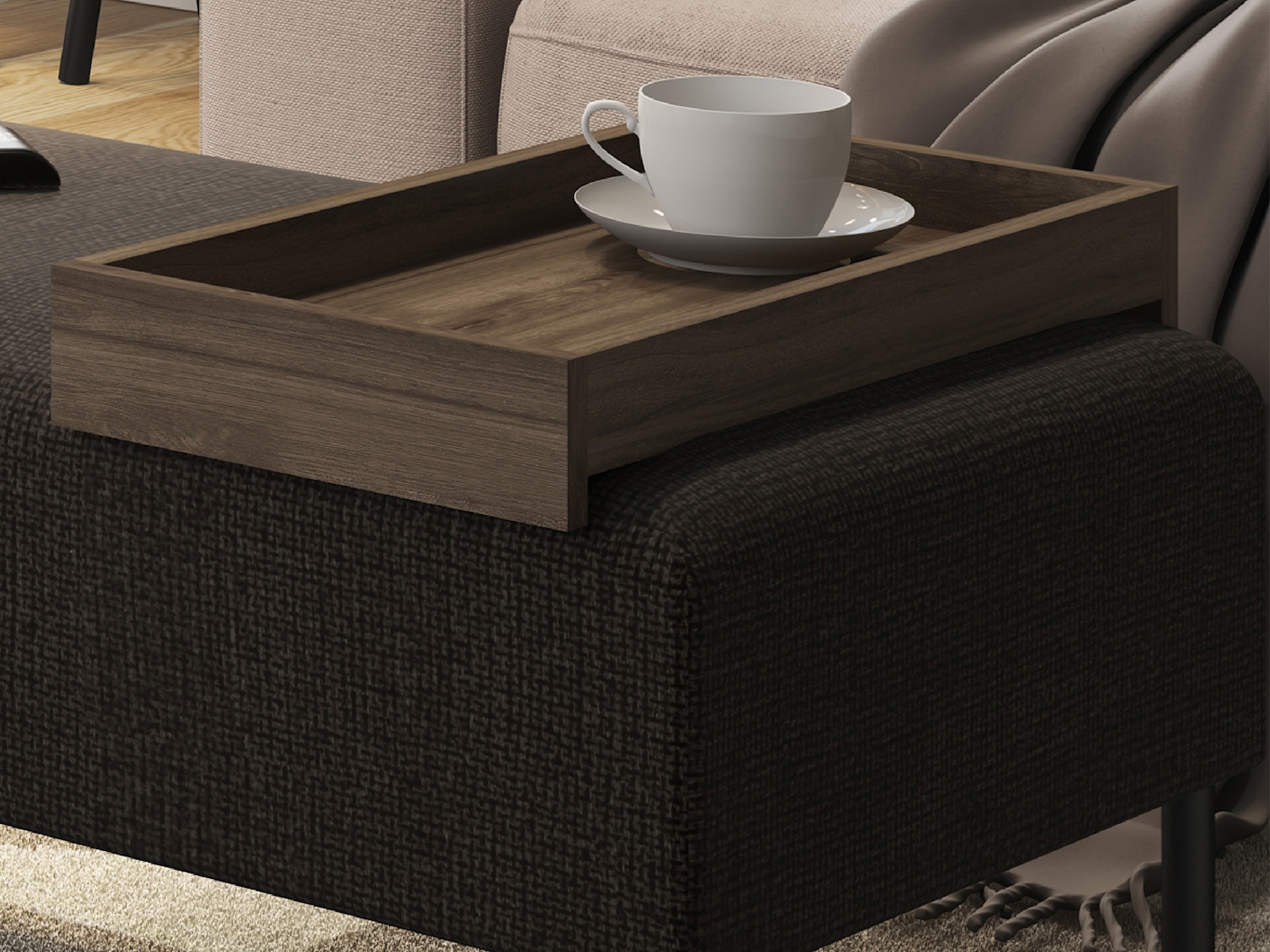 Leaf end table in white marbled porcelain.