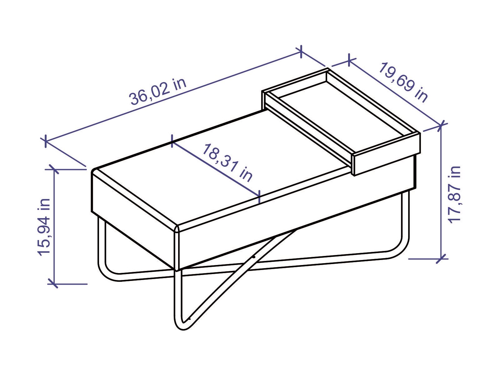 Leaf end table in white marbled porcelain.