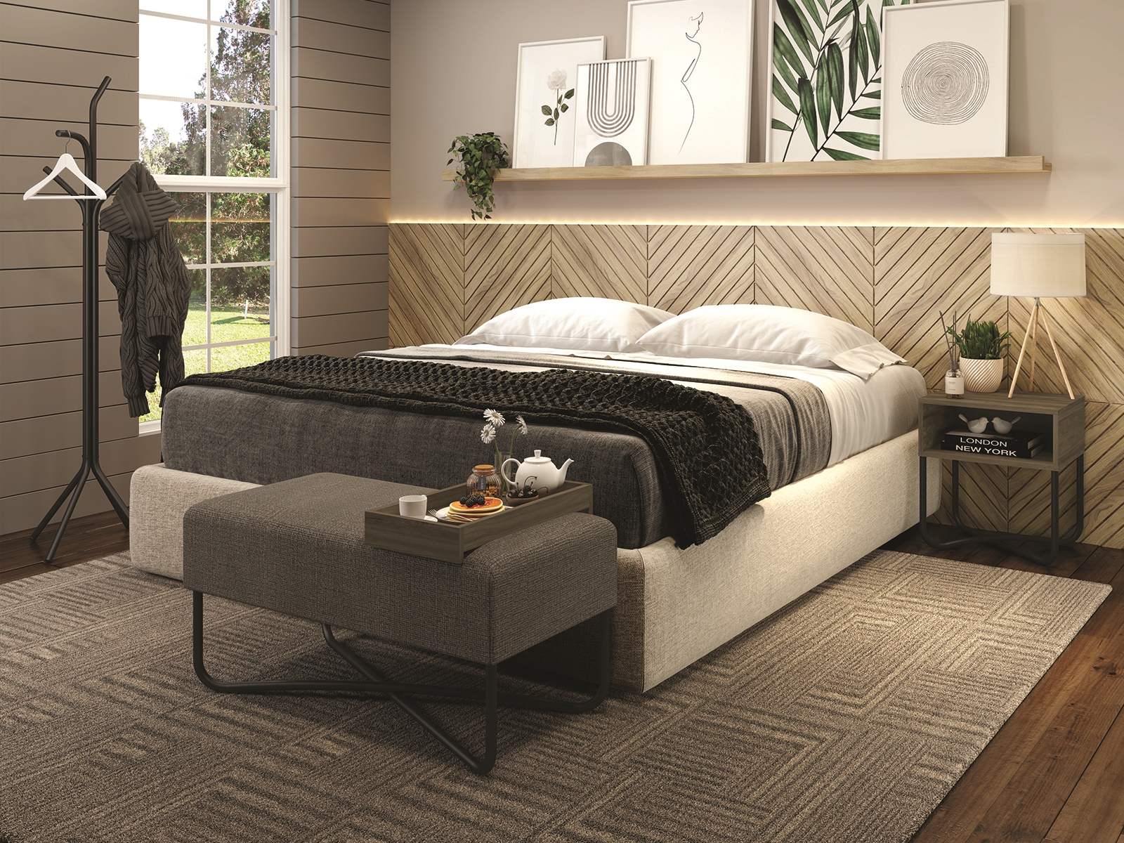 Leaf end table in white marbled porcelain.