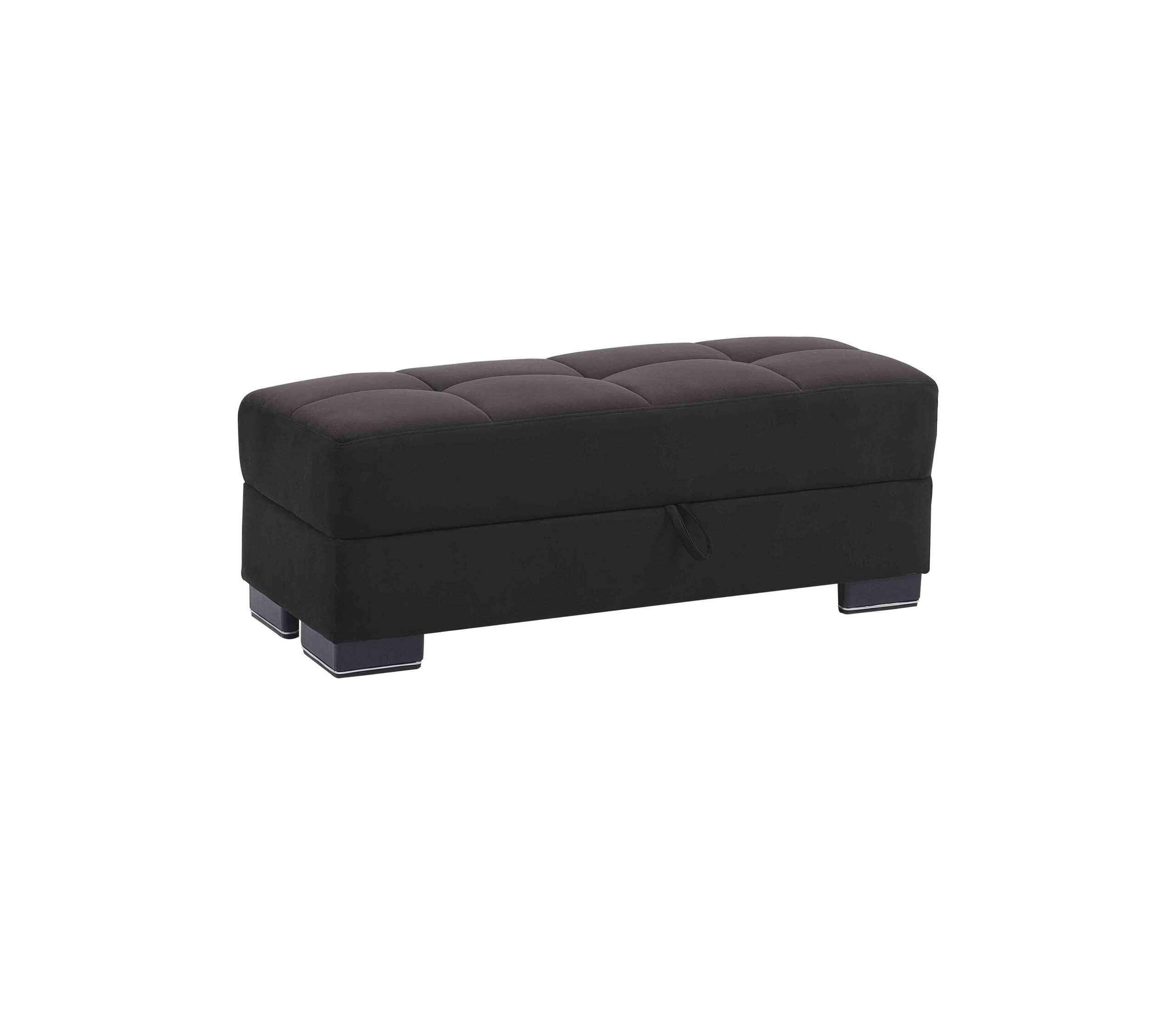 Ottomanson Armada Air Collection Upholstered Ottoman with Storage, Grey Microfiber