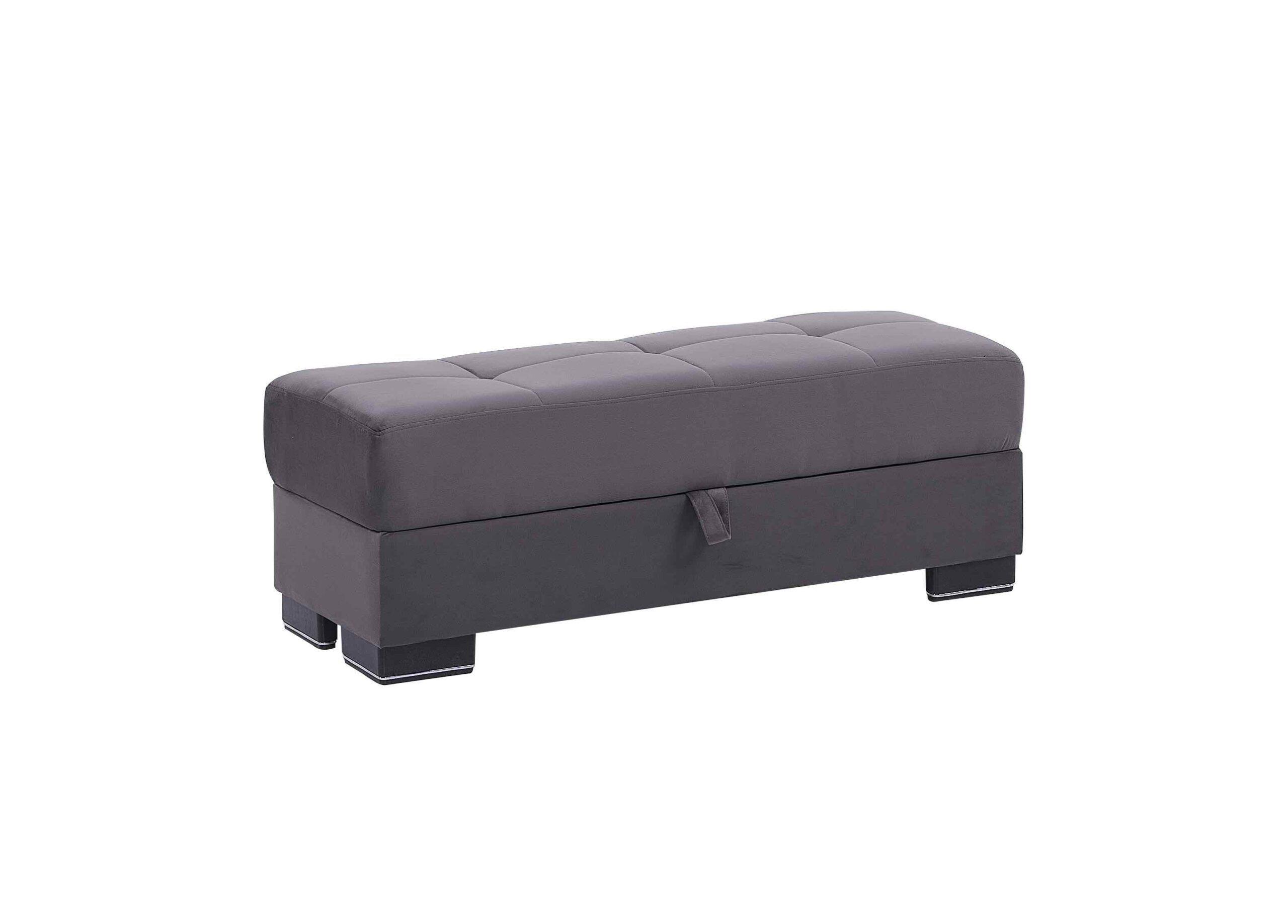 Ottomanson Armada Air Collection Upholstered Ottoman with Storage, Grey Microfiber