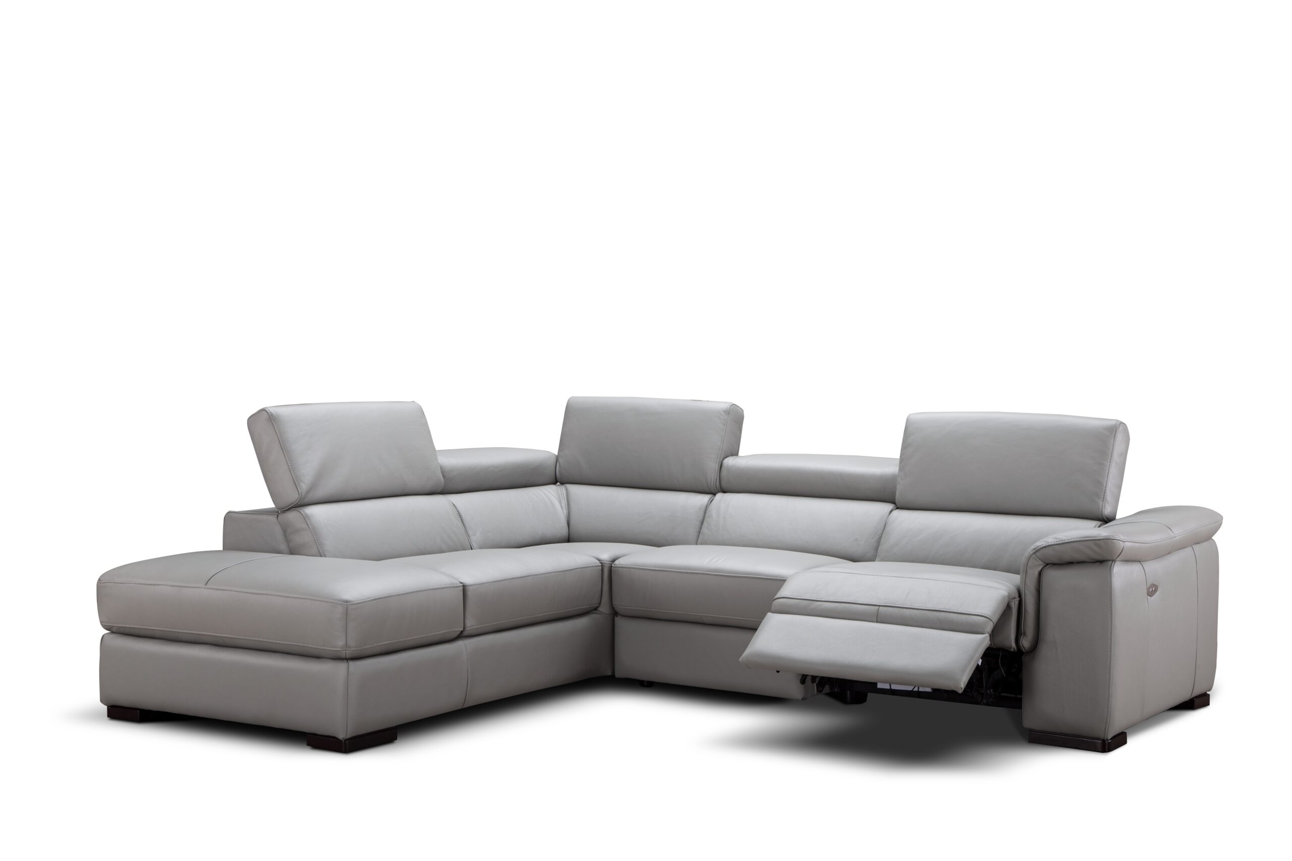 Perla Premium Leather Sectional in Left Hand Facing Chaise