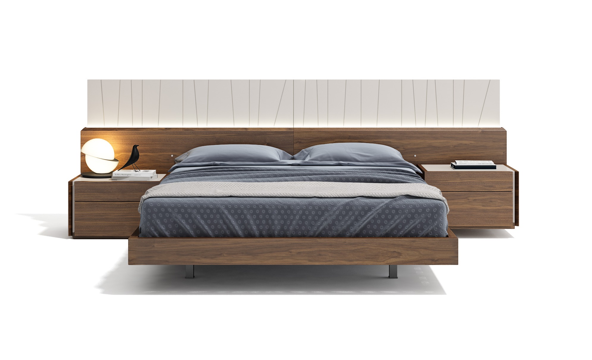 Porto Queen Size Bed in Walnut