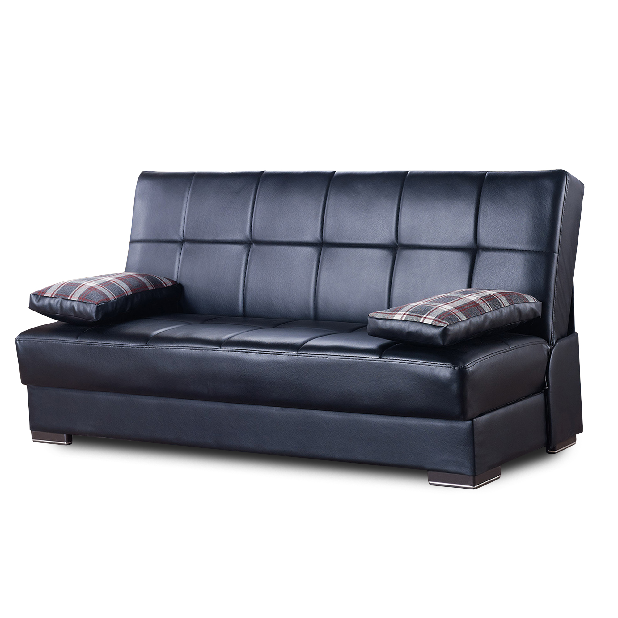 Ottomanson Soho Collection Upholstered Convertible Sofabed with Storage, Black
