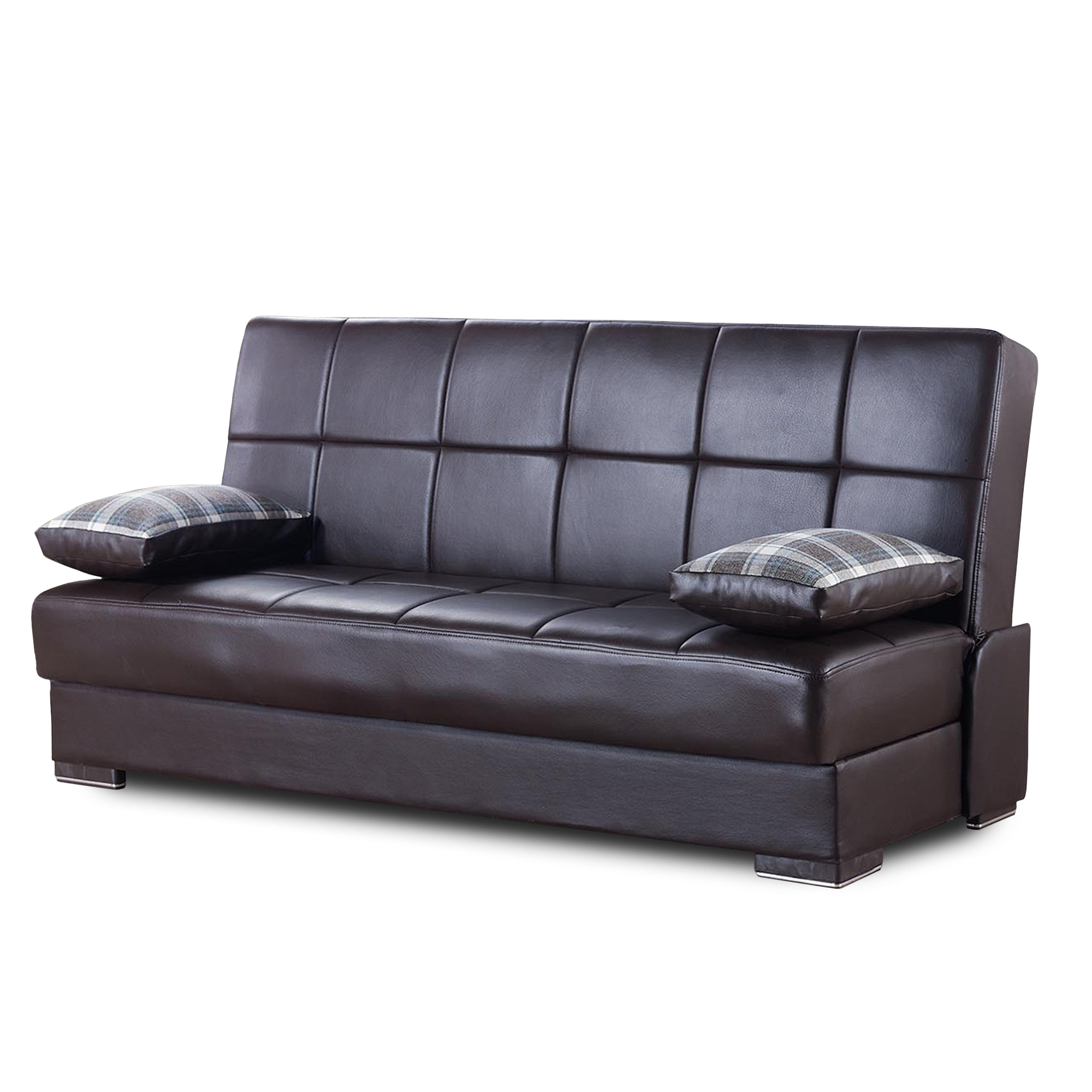 Ottomanson Soho Collection Upholstered Convertible Sofabed with Storage, Black