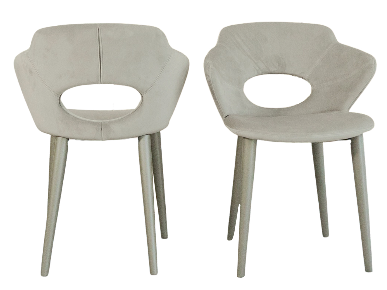 Marilyn Set of 2 dining chair in gray velvet fabric.