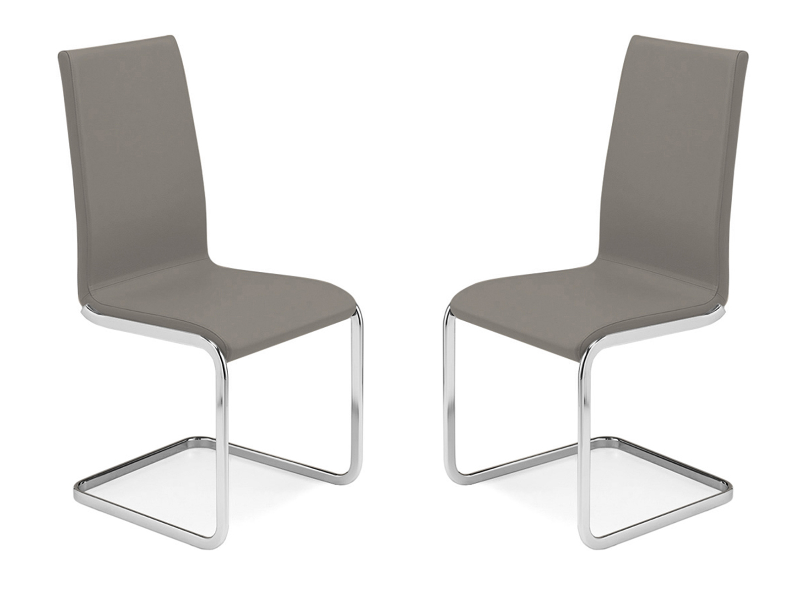 Aurora Set of 2 dining chair in taupe top grain leather.