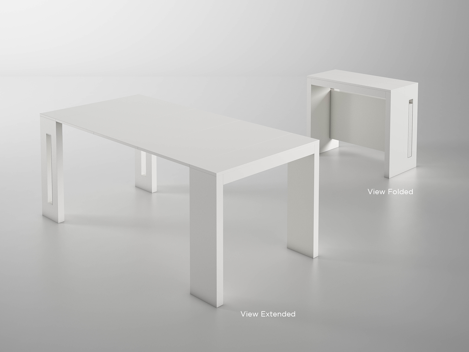 Elasto extendable console table in white melamine.