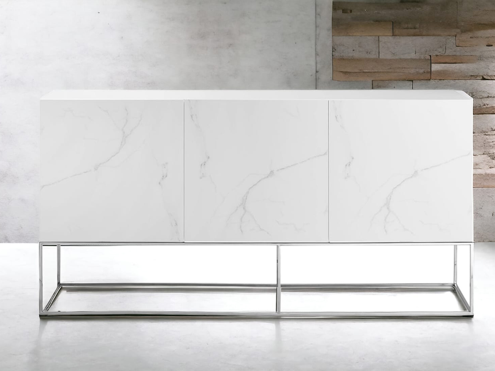 Vizzione buffet in taupe high gloss with storage.