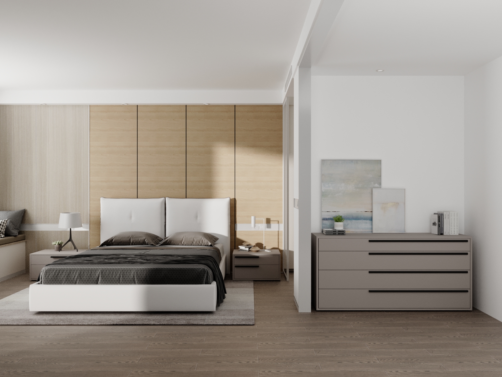 Carter dresser in taupe matte.