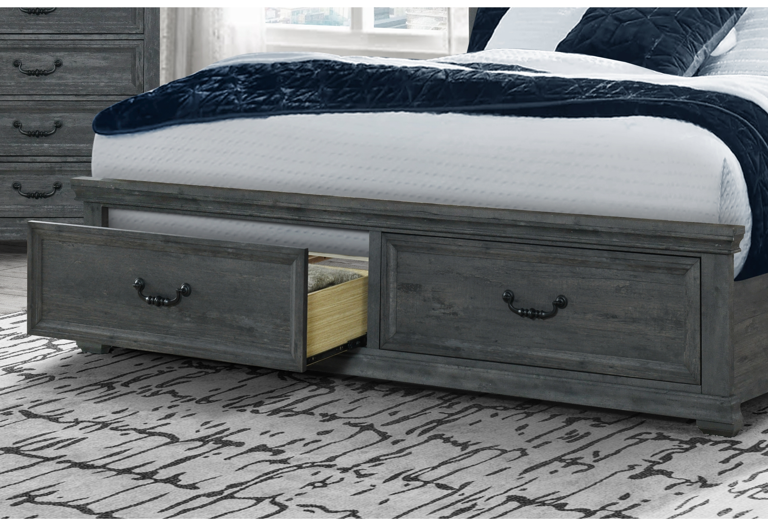 ROWAN GREY STORAGE QUEEN BED