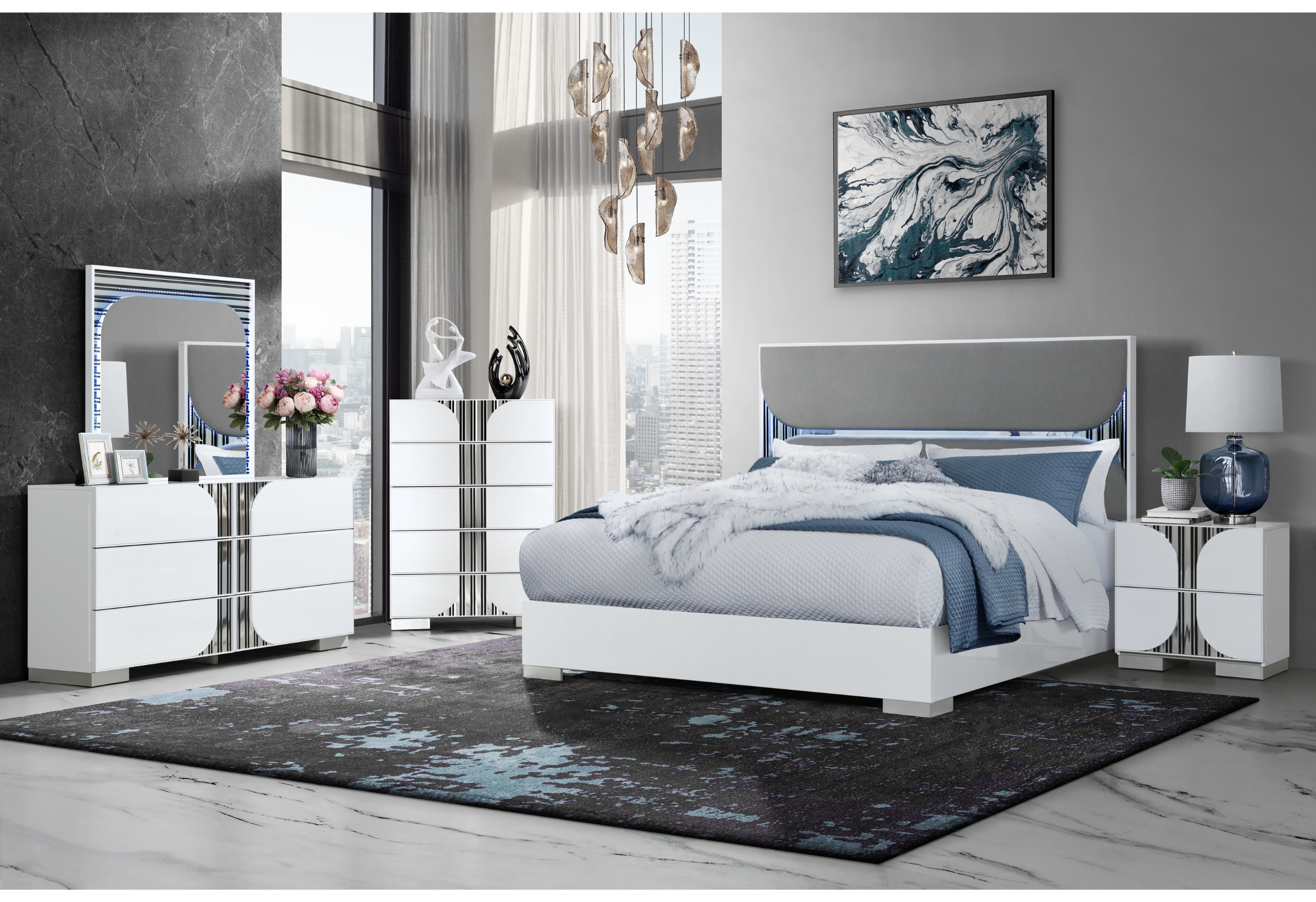 TALIA WHITE QUEEN BED GROUP