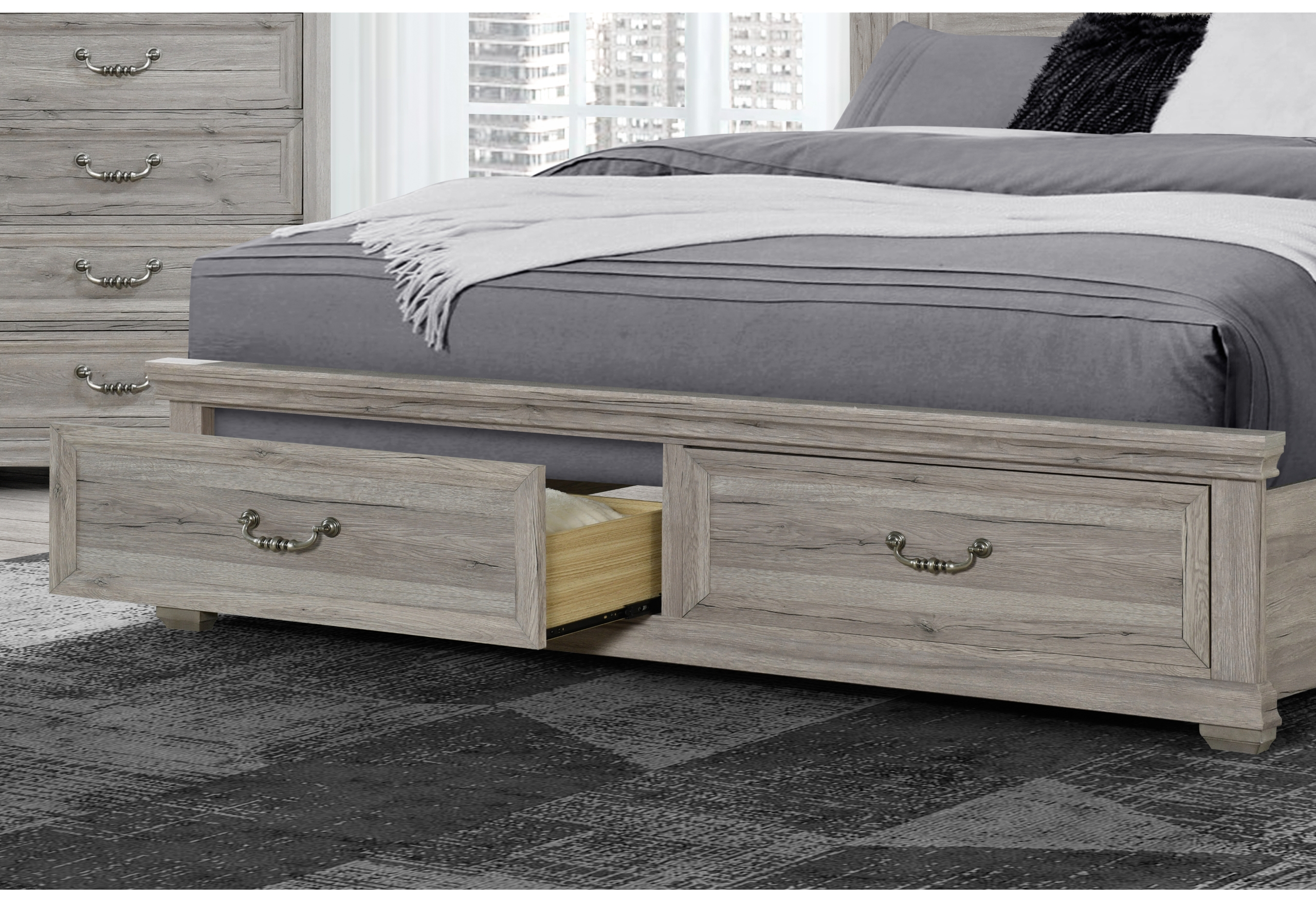 TATUM NATURAL KING BED WITH STORAGE
