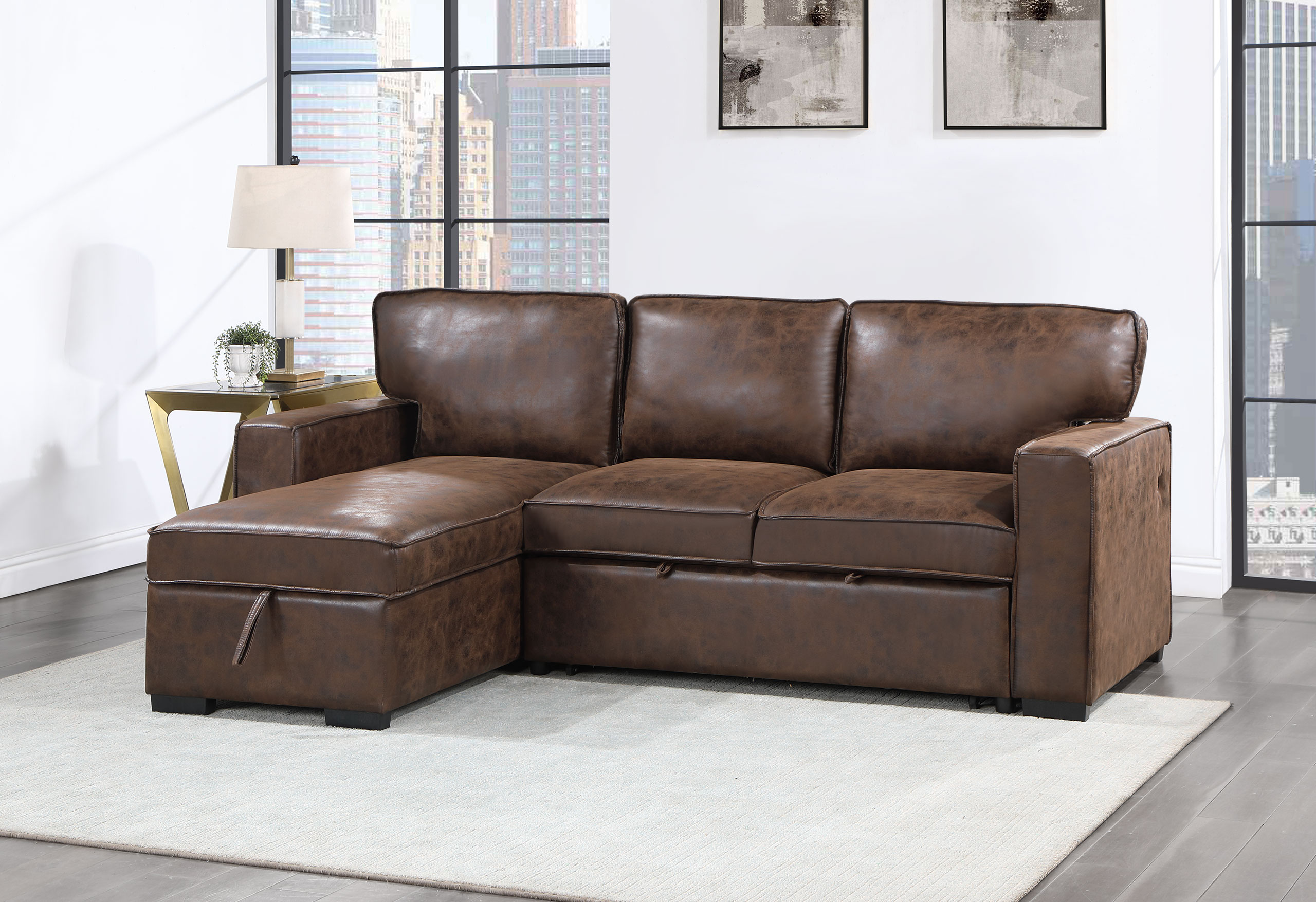 U0203 COFFEE REVERSIBLE PULL OUT SOFA BED