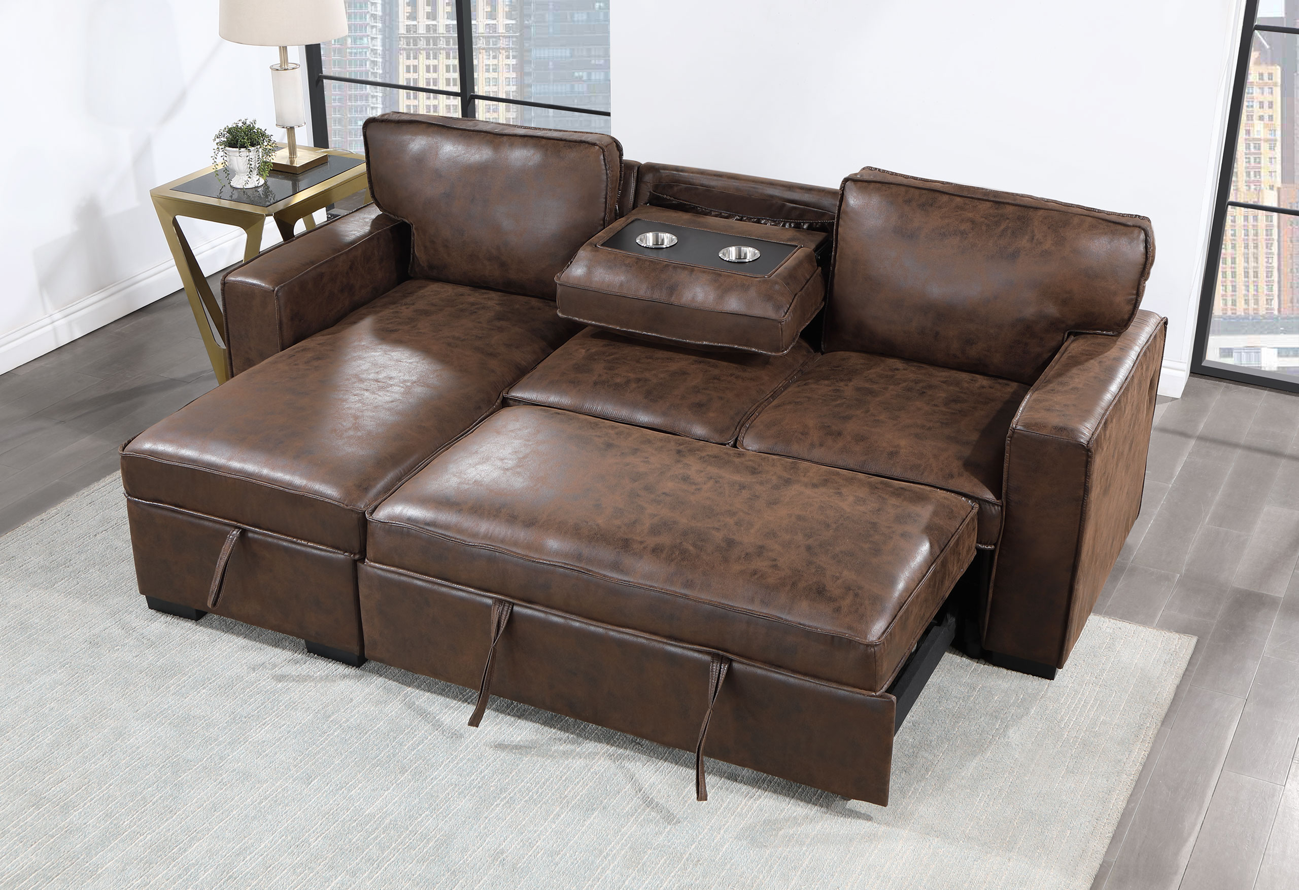 U0203 COFFEE REVERSIBLE PULL OUT SOFA BED