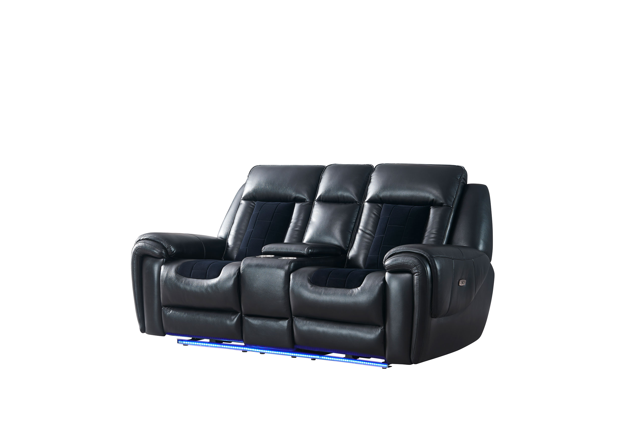U0700 BLANCHE BLACK/VELVET POWER RECLINING SOFA / POWER CONSOLE RECLINING LOVESEAT