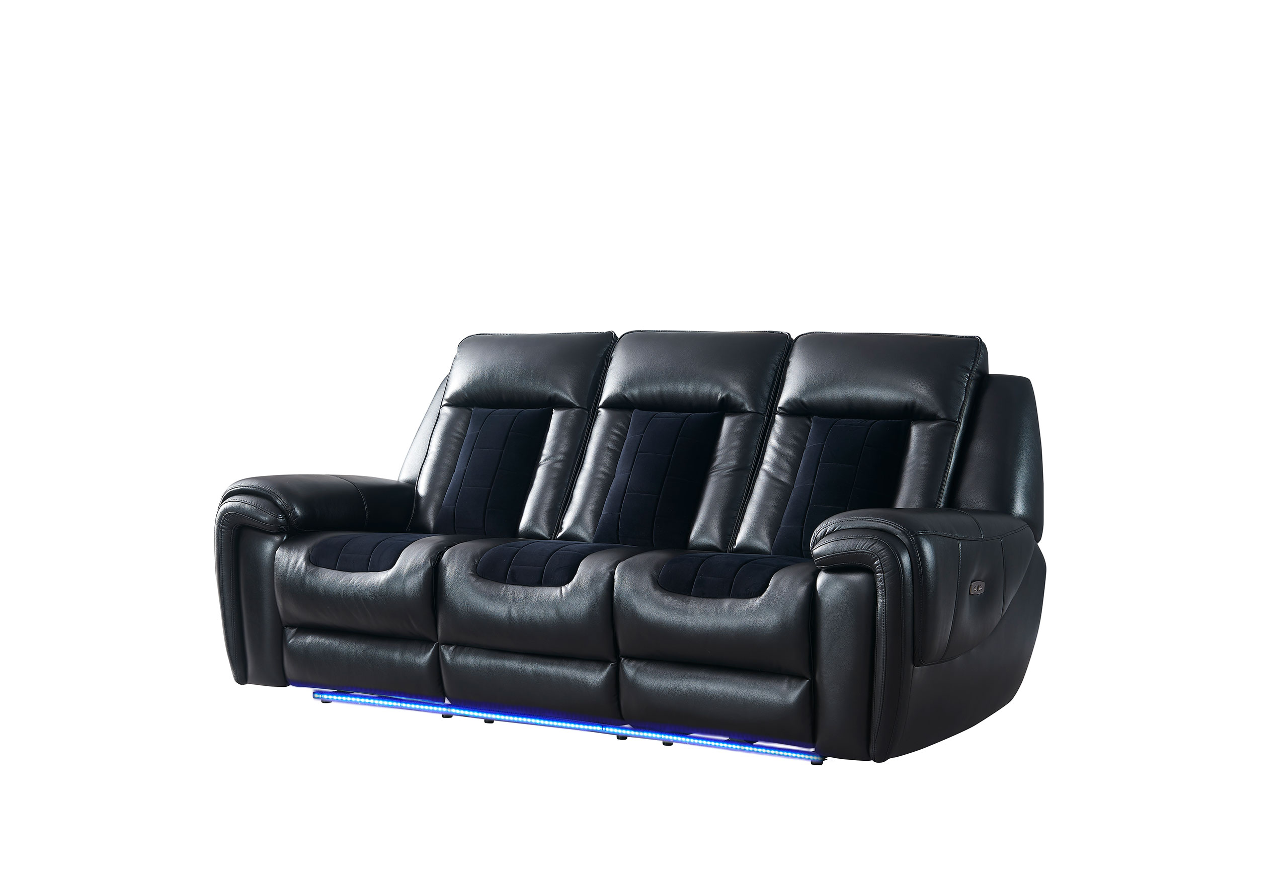 U0700 BLANCHE BLACK/VELVET POWER RECLINING SOFA / POWER CONSOLE RECLINING LOVESEAT