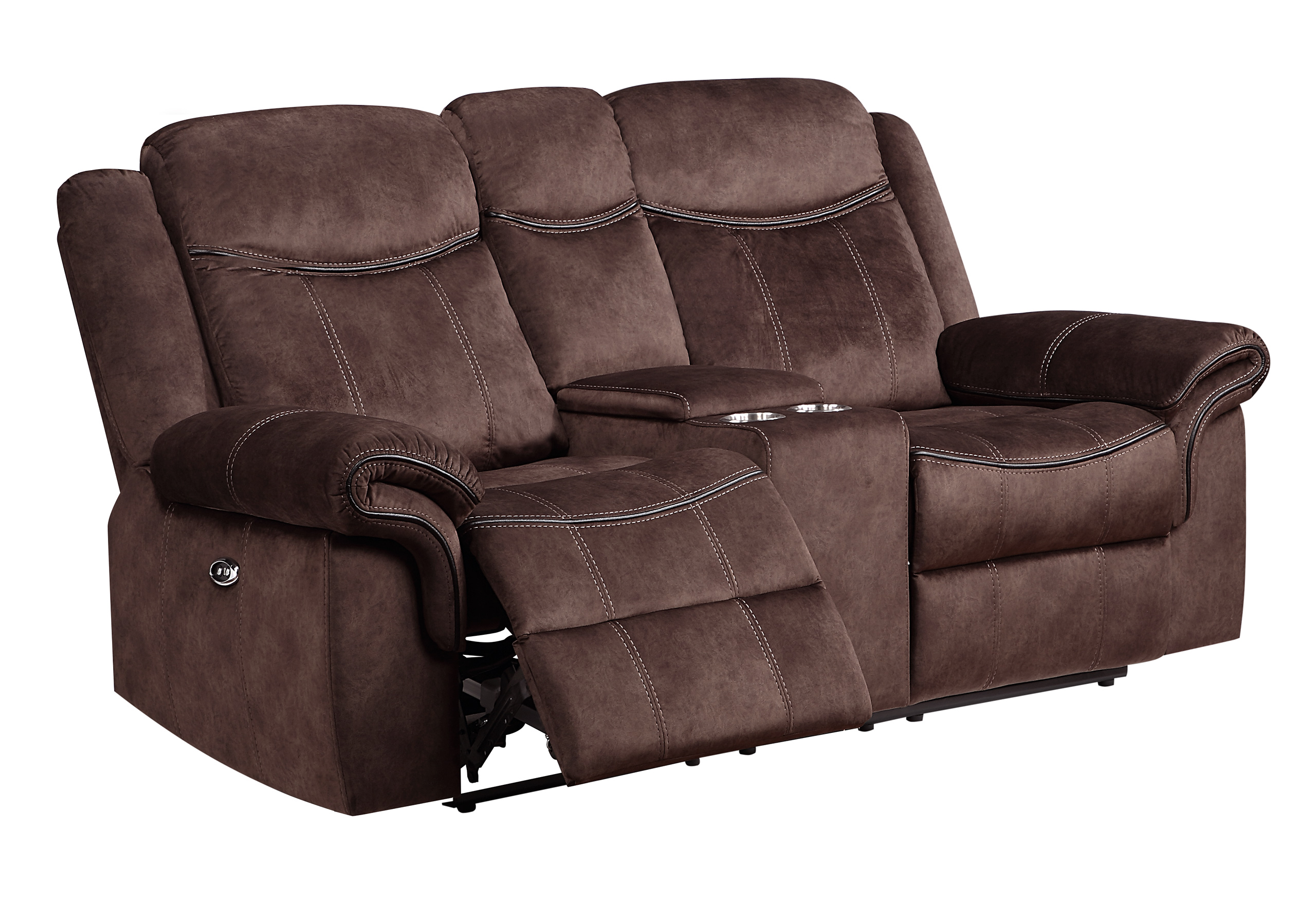 U2200 DOMINO COFFEE POWER RECLINING SOFA/POWER CONSOLE RECLINING LOVESEAT WITH POWER SWITCH/POWER RECLINER