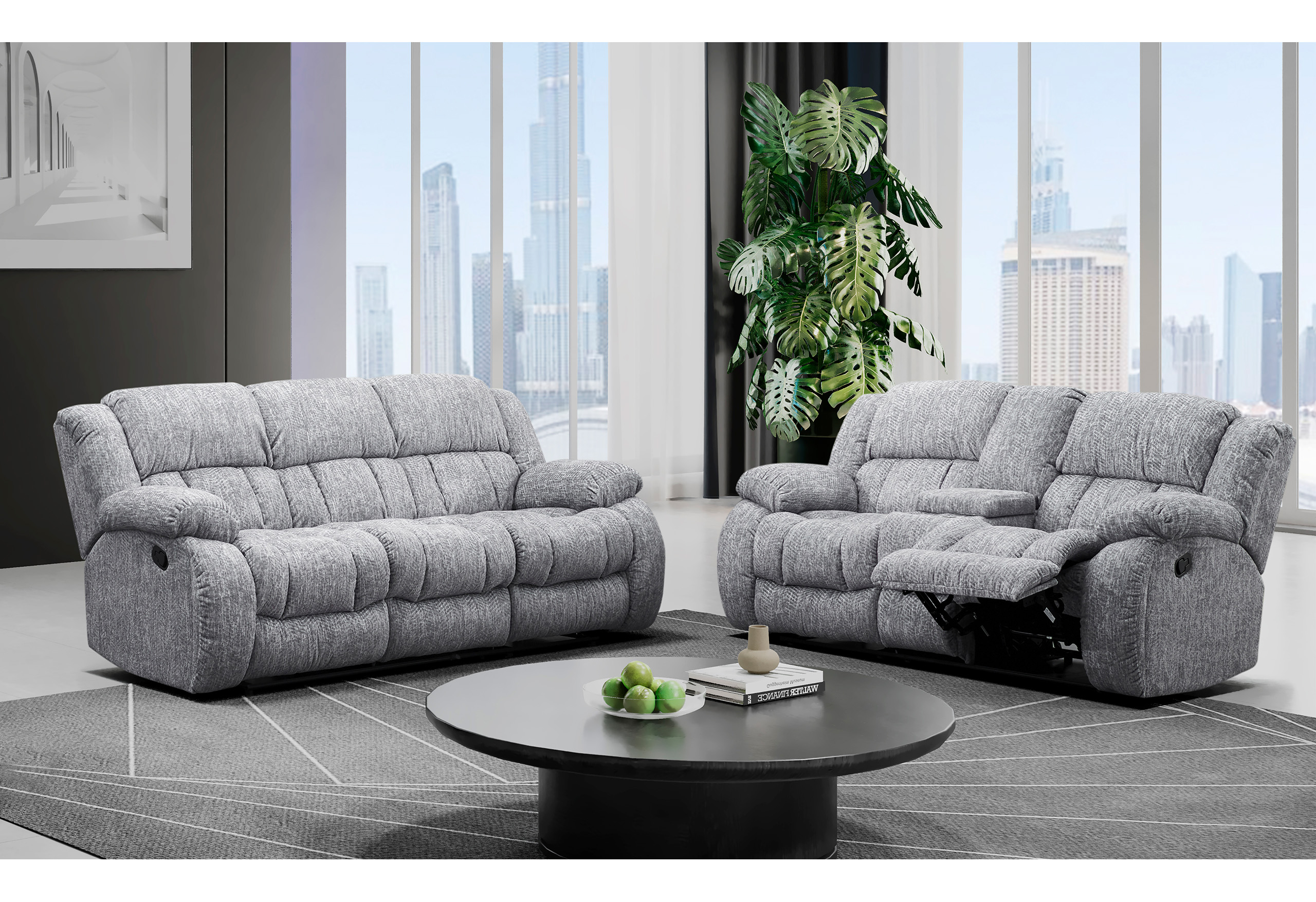 U250 EBONY RECLINING SOFA/CONSOLE RECLINING LOVESEAT