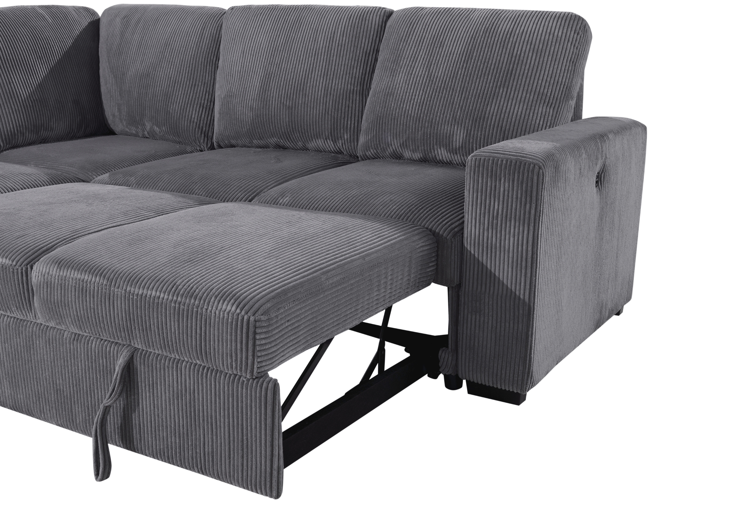U2660 GREY SECTIONAL W/PULL OUT