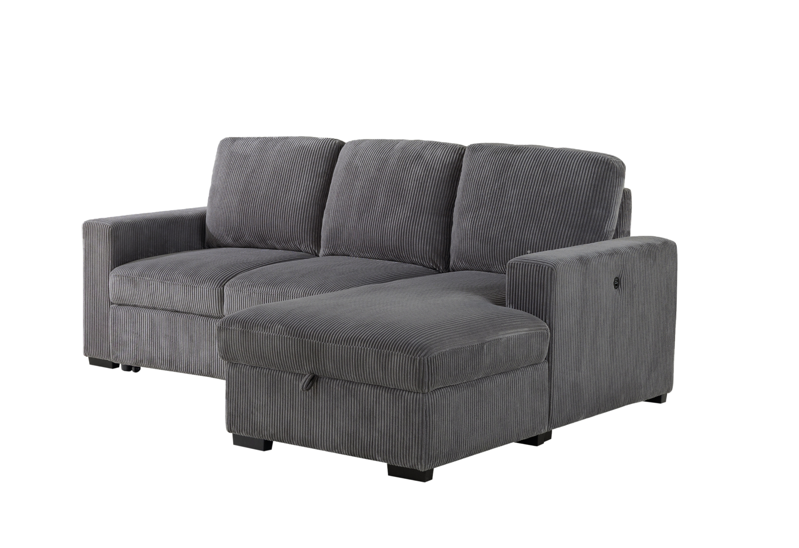 U2660 GREY L SECTIONAL WITH PULLOUT