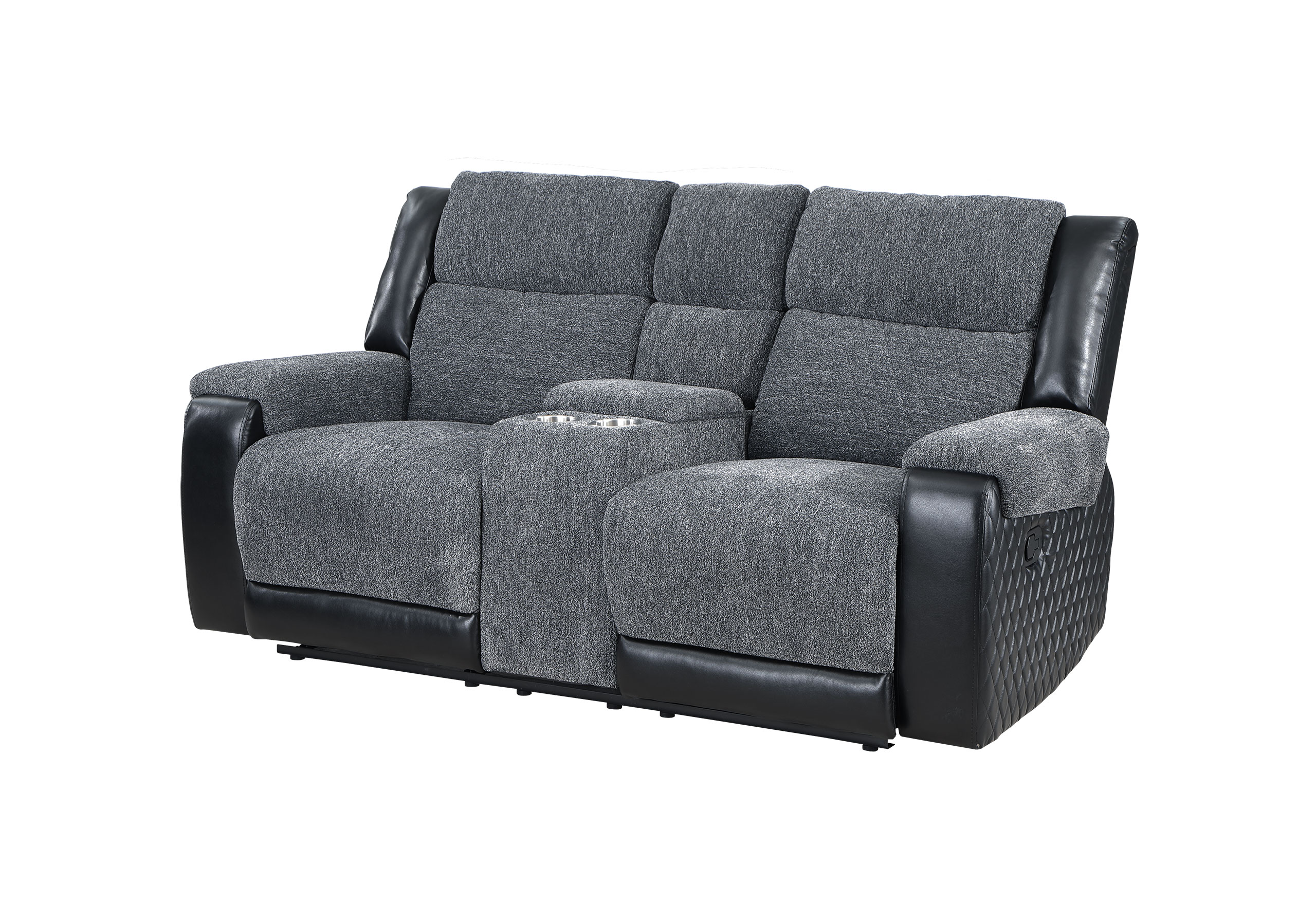 U5914 GREY/BLACK CONSOLE RECLINING LOVESEAT