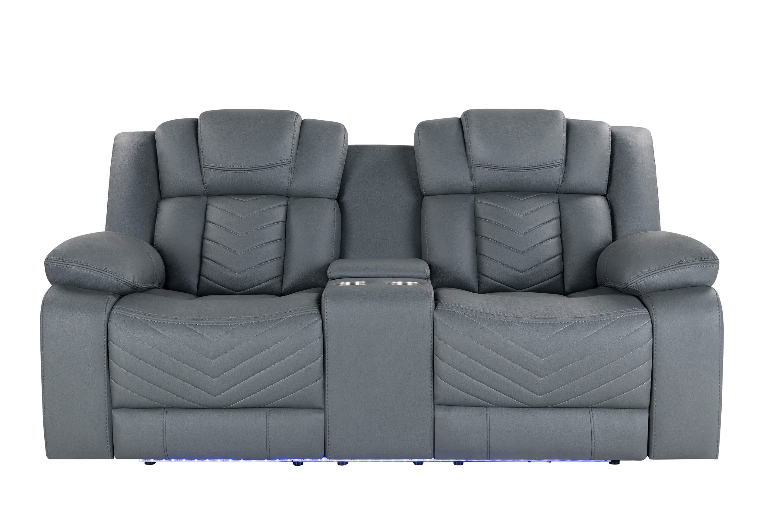 U7068 GREY 10 POWER CONSOLE RECLINING LOVESEAT WITH LED