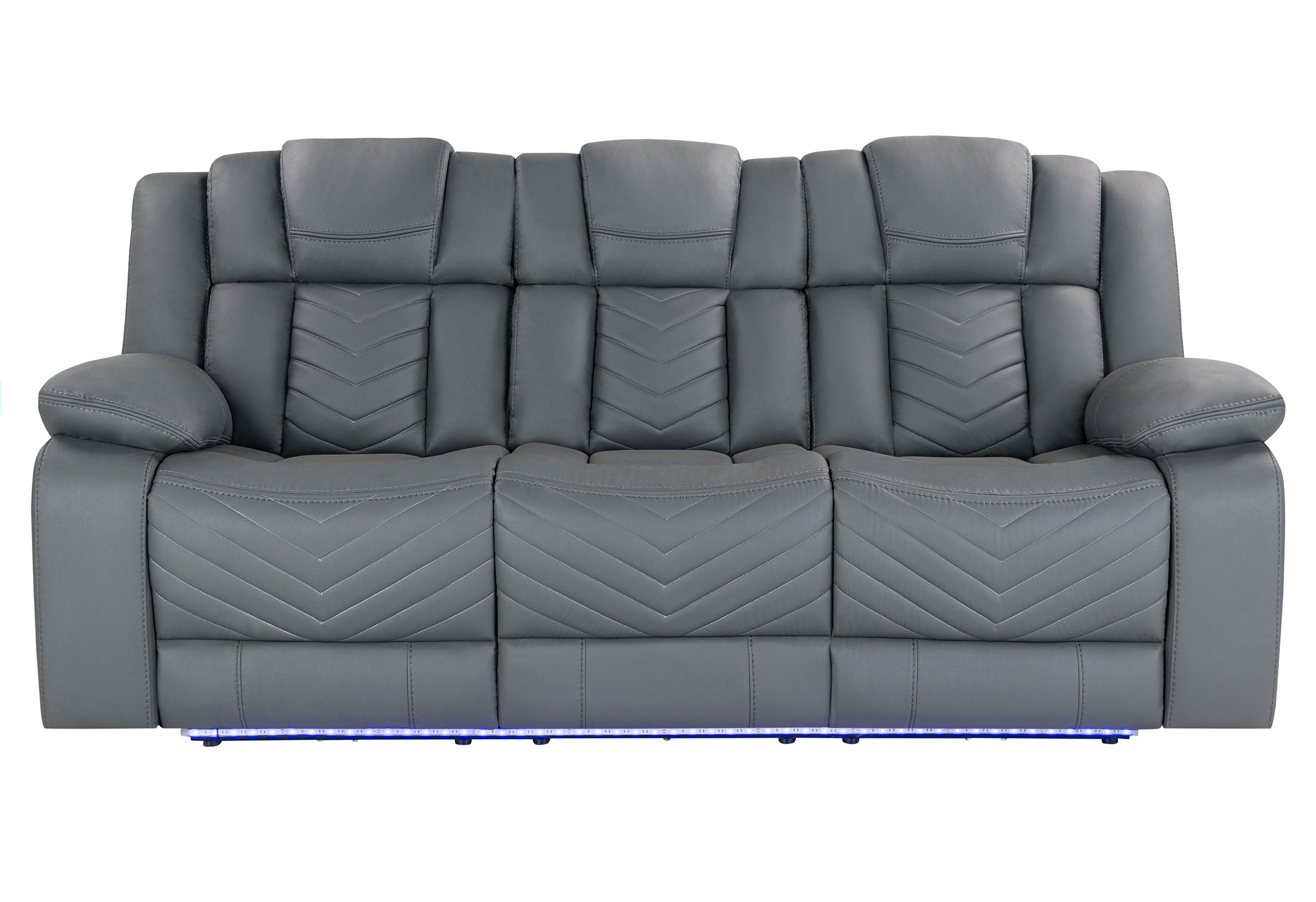U7068 GREY 10 POWER RECLINING SOFA WITH DDT, WC AND LED
