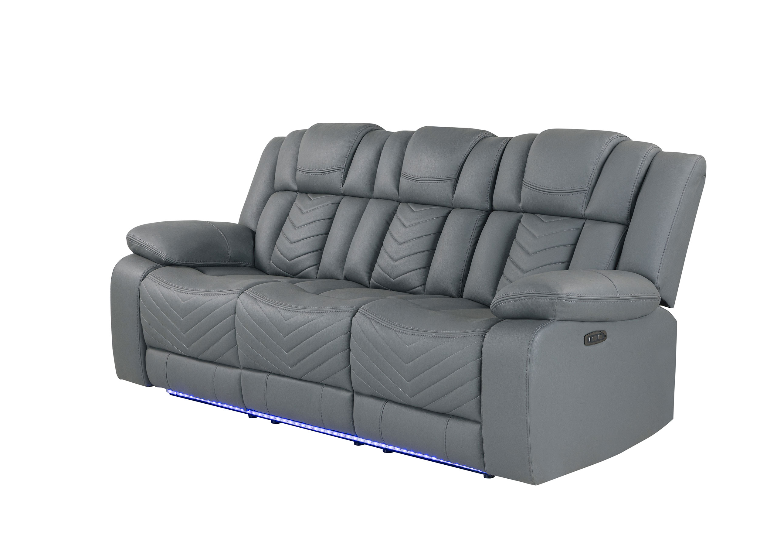 U7068 GREY 10 POWER RECLINING SOFA WITH DDT, WC AND LED