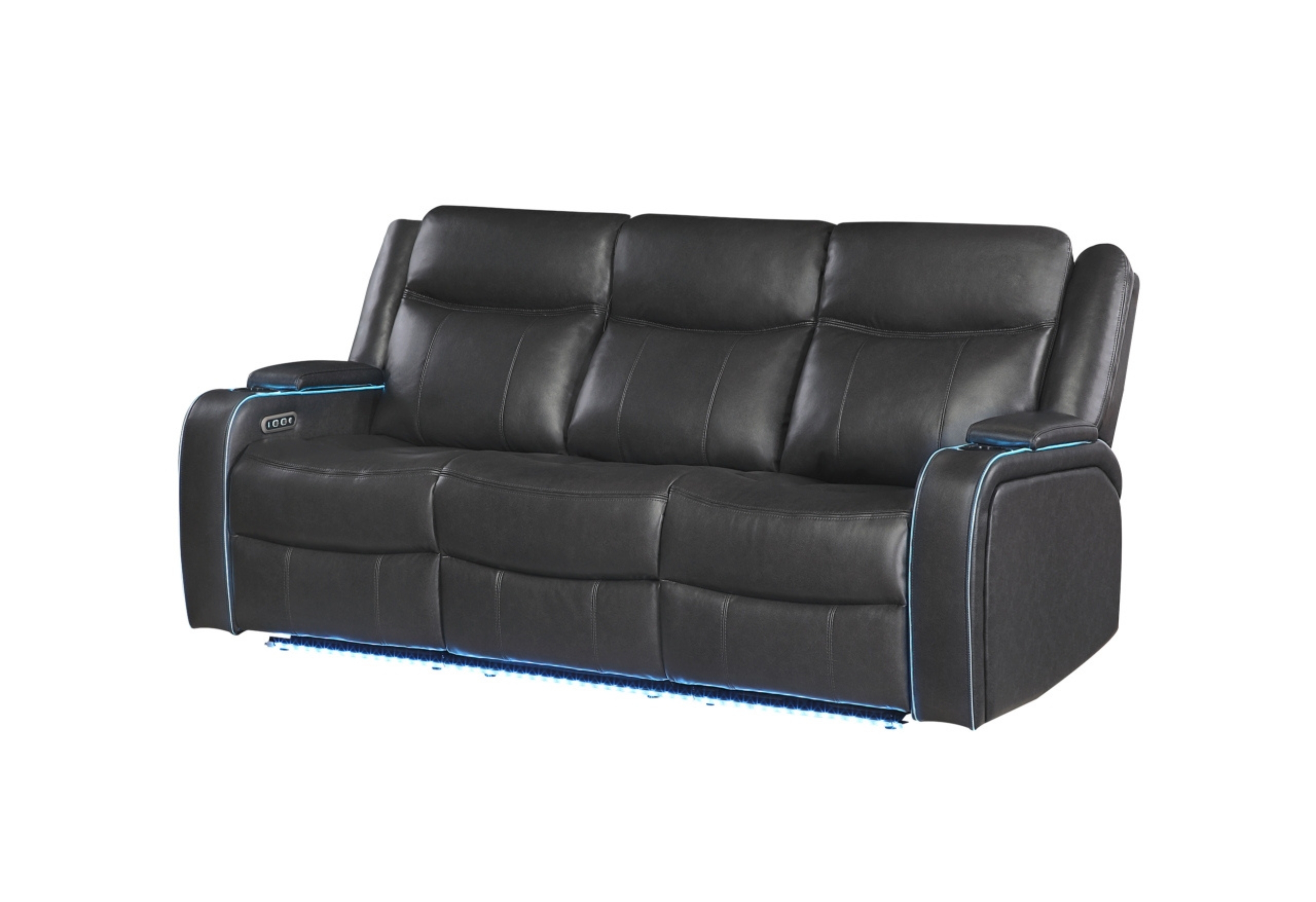 UM2768 BLANCHE CHARCOAL POWER RECLINING SOFA WITH PWR HEADREST AND LED