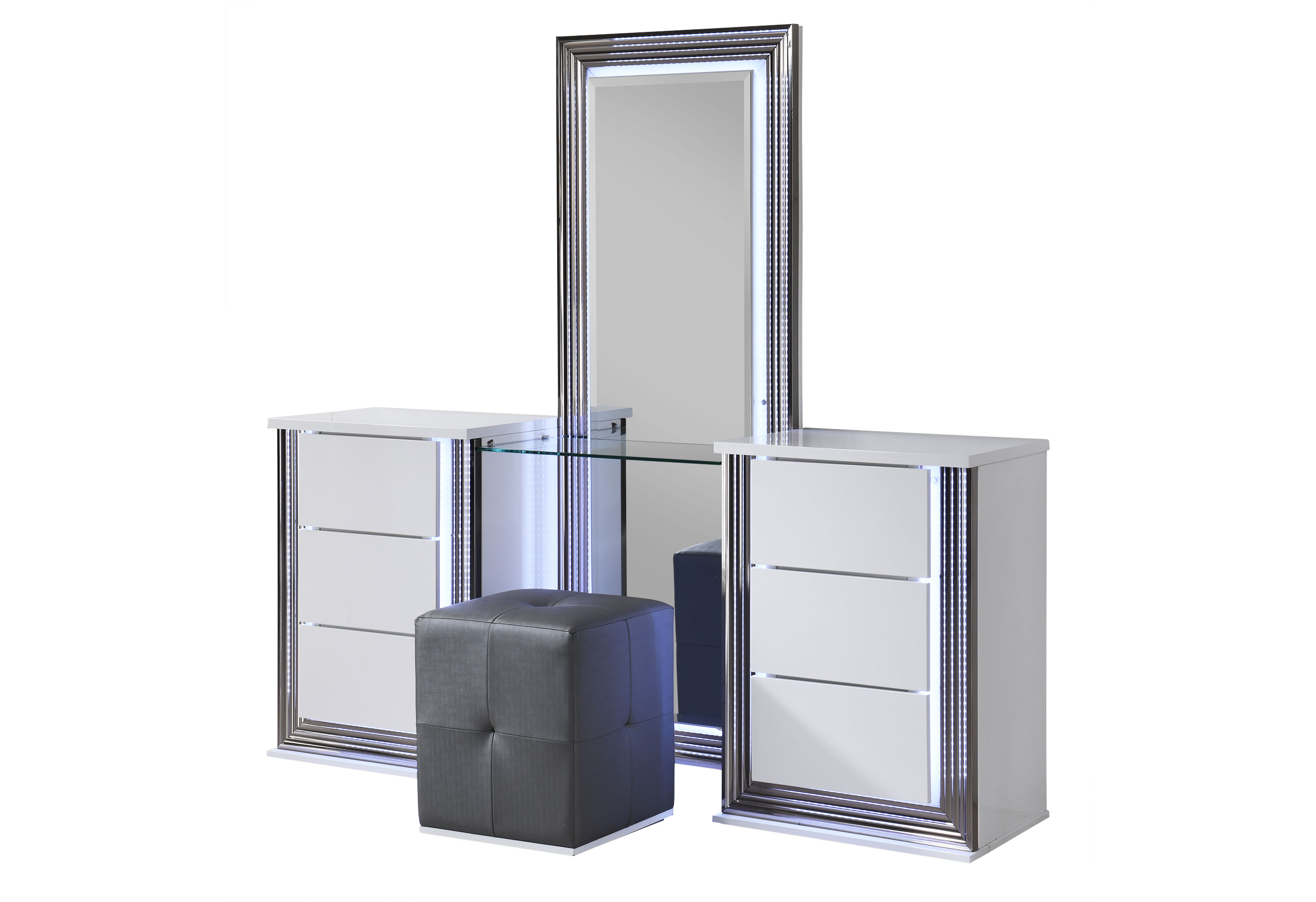 YLIME-SMOOTH WHITE-KBG FULLY SLATTED W/ VANITY SET-N