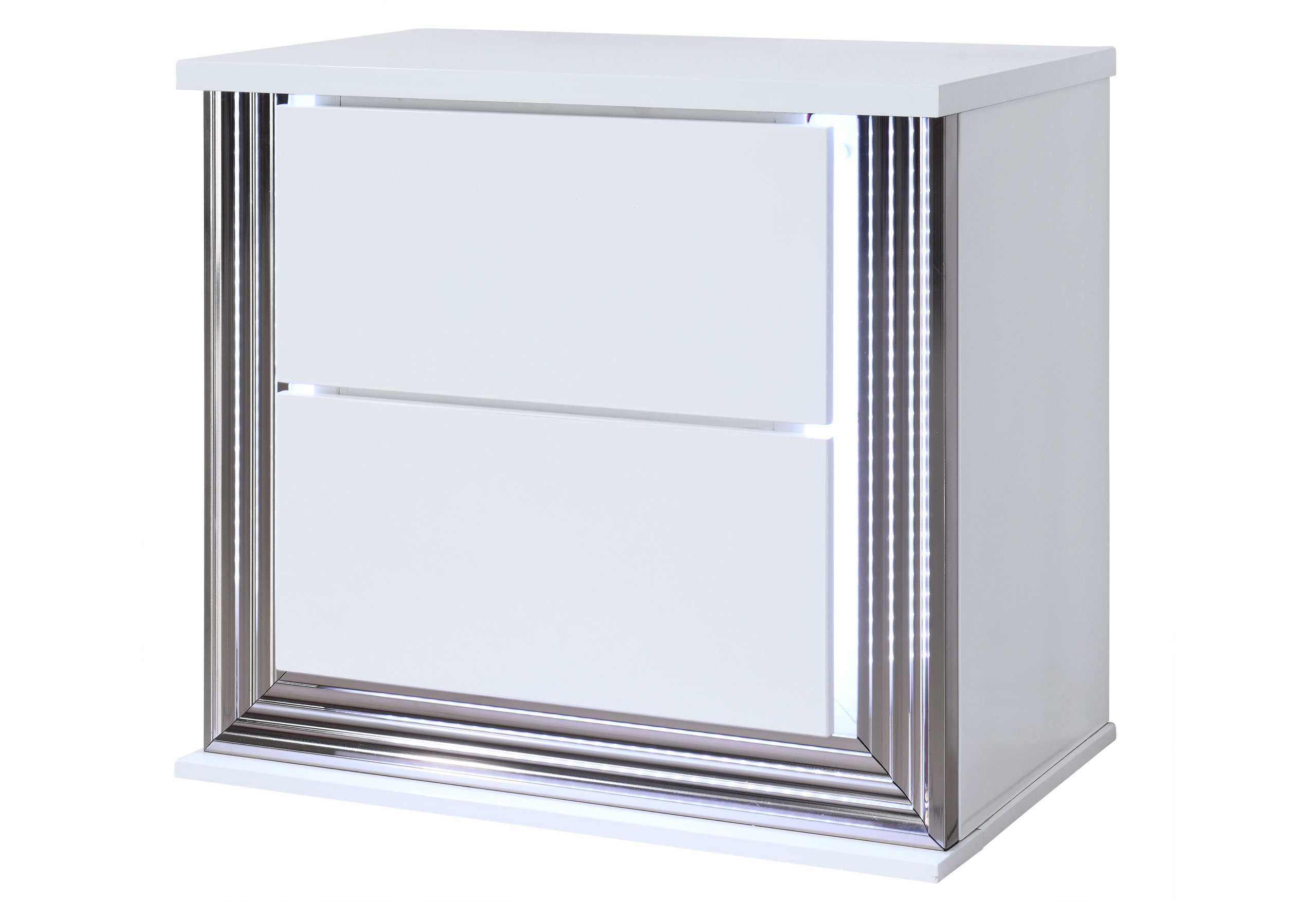 YLIME SMOOTH WHITE NIGHTSTAND WITH LED