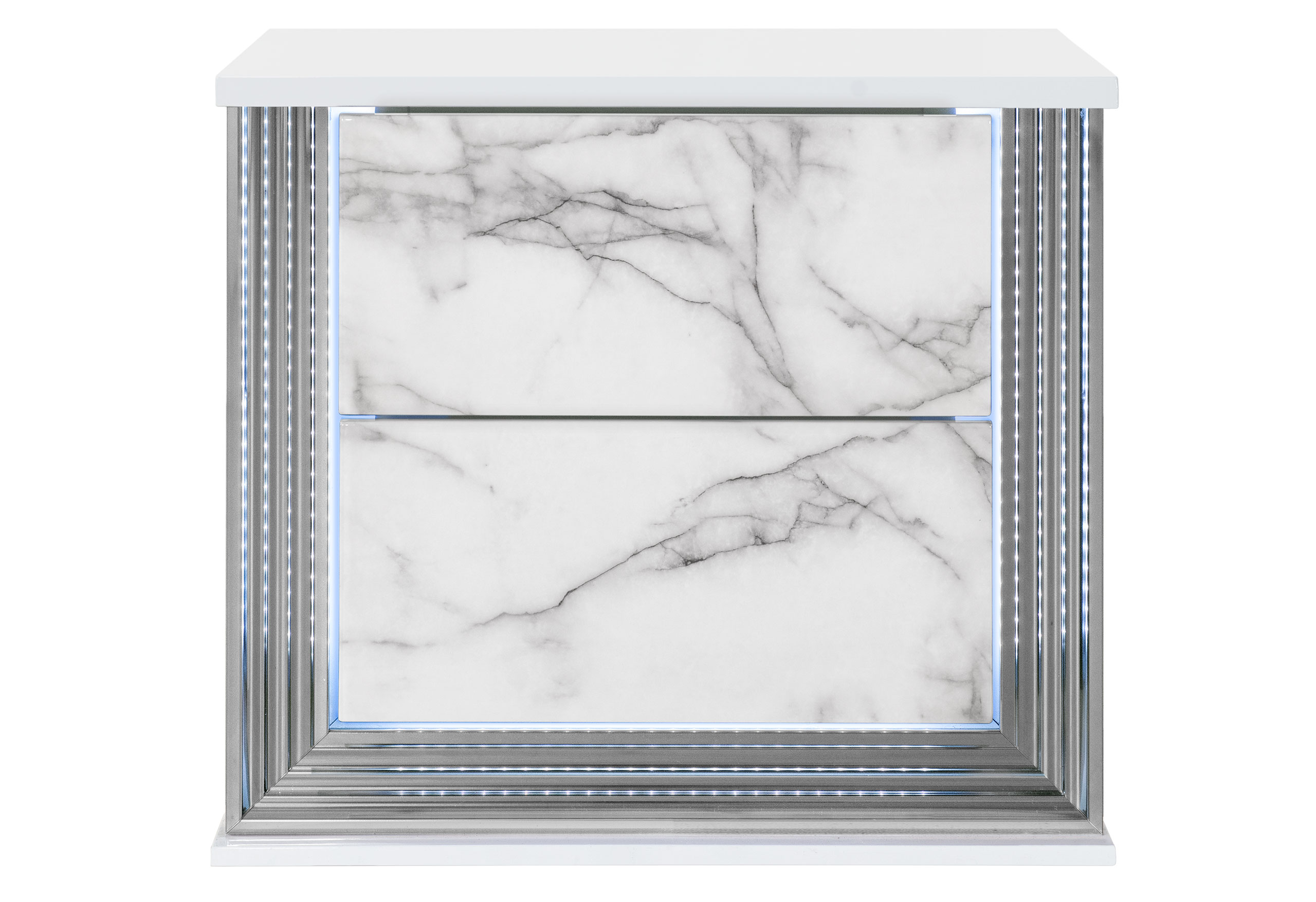 YLIME SMOOTH WHITE NIGHTSTAND WITH LED