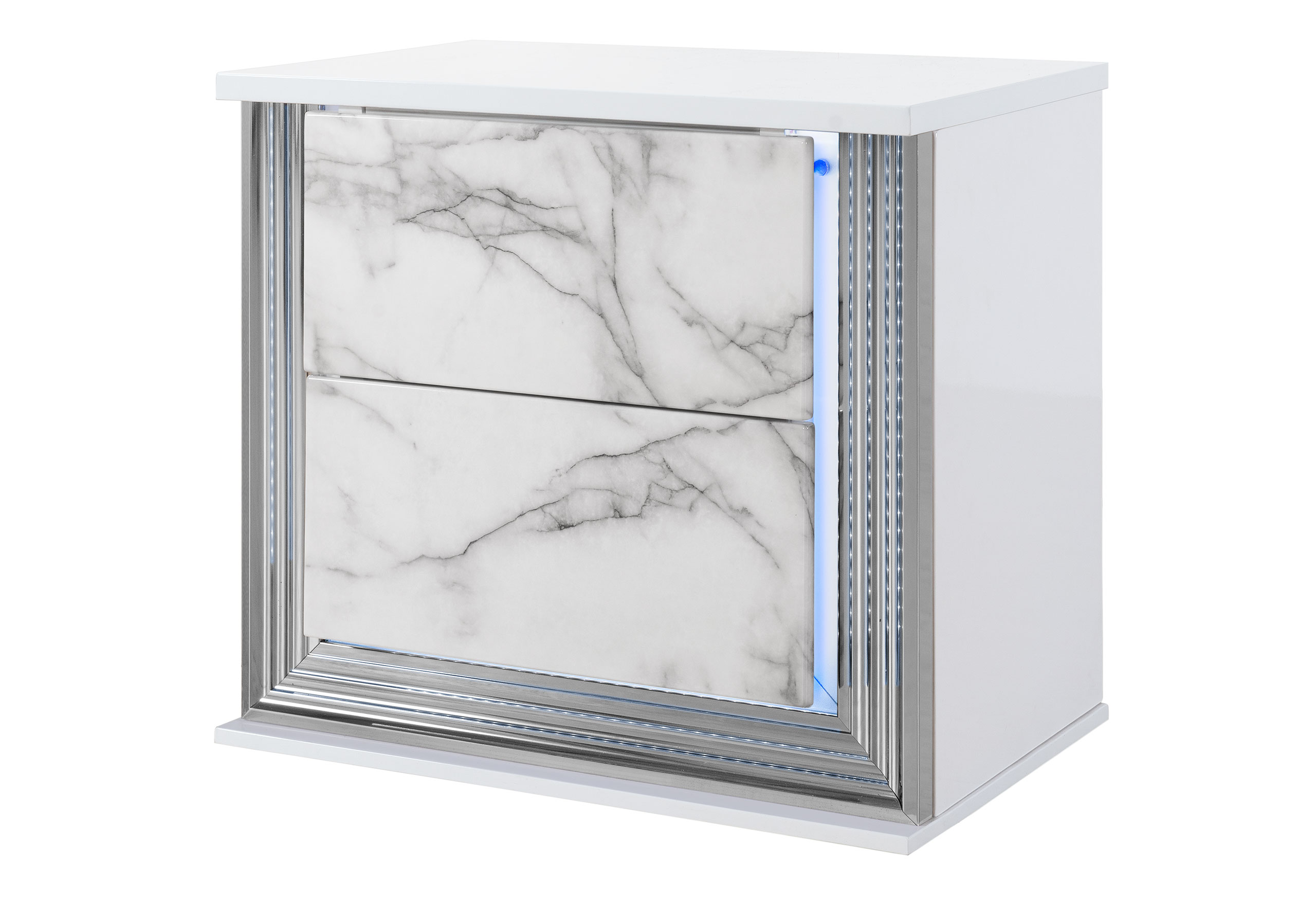 YLIME SMOOTH WHITE NIGHTSTAND WITH LED