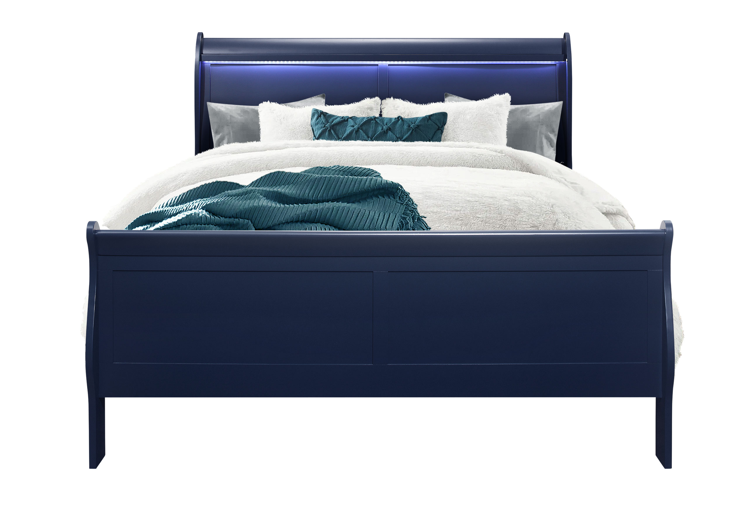 CHARLIE BLUE QUEEN BED GROUP WITH LED