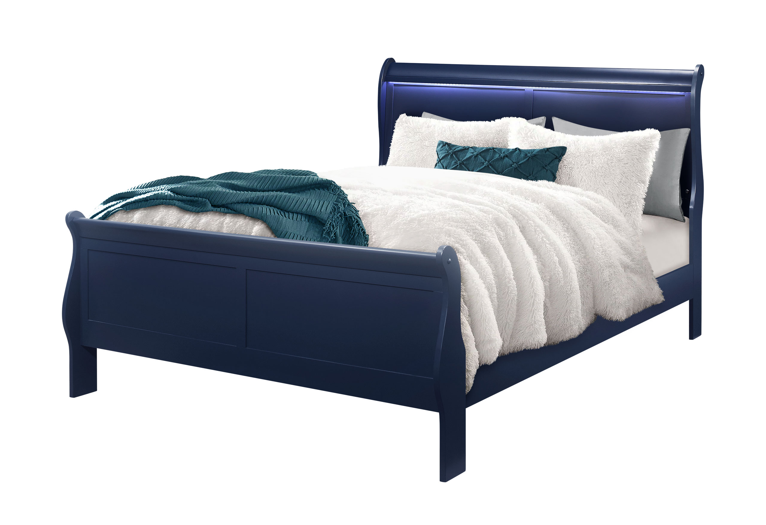 CHARLIE BLUE QUEEN BED GROUP WITH LED