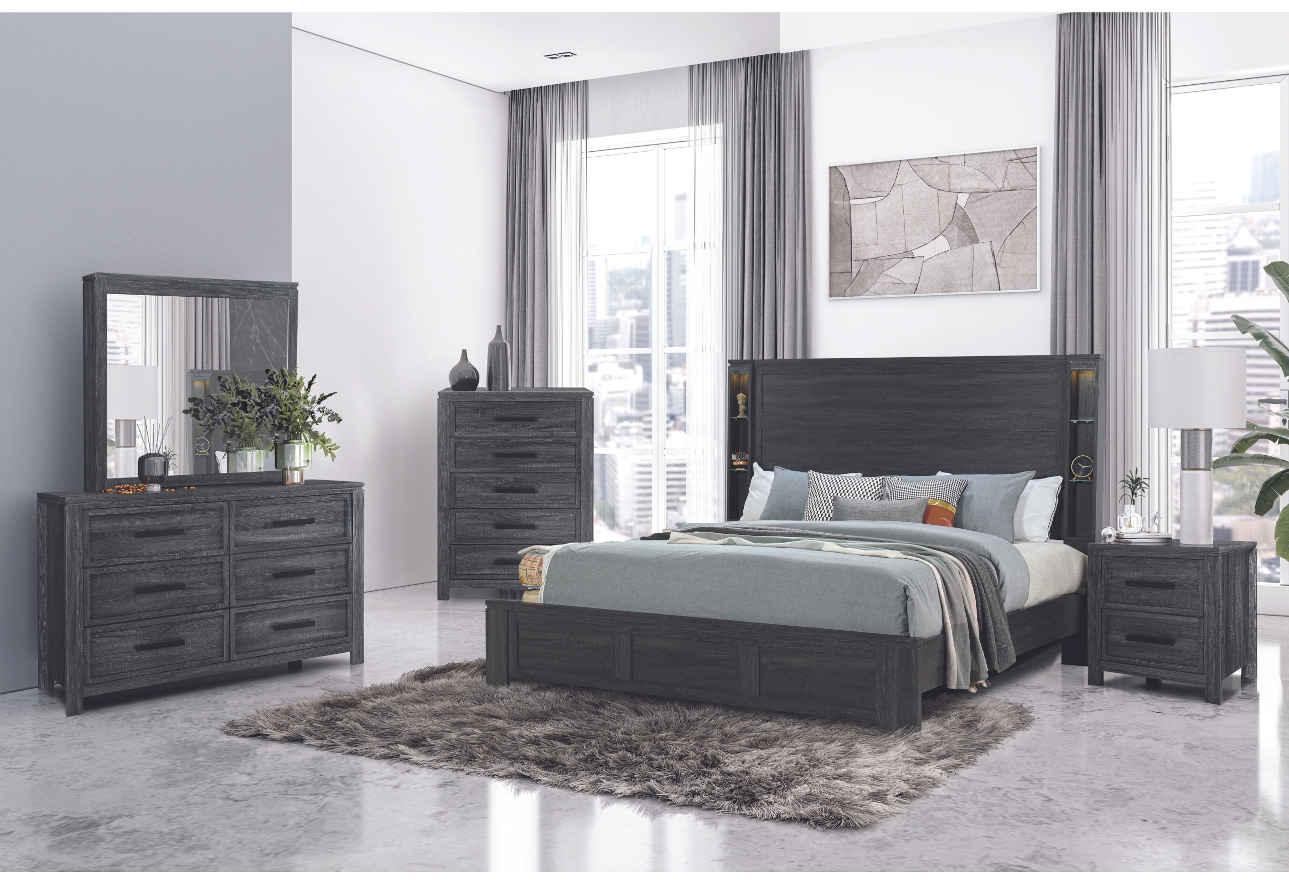 CYPRESS DARK GREY KING BED GROUP