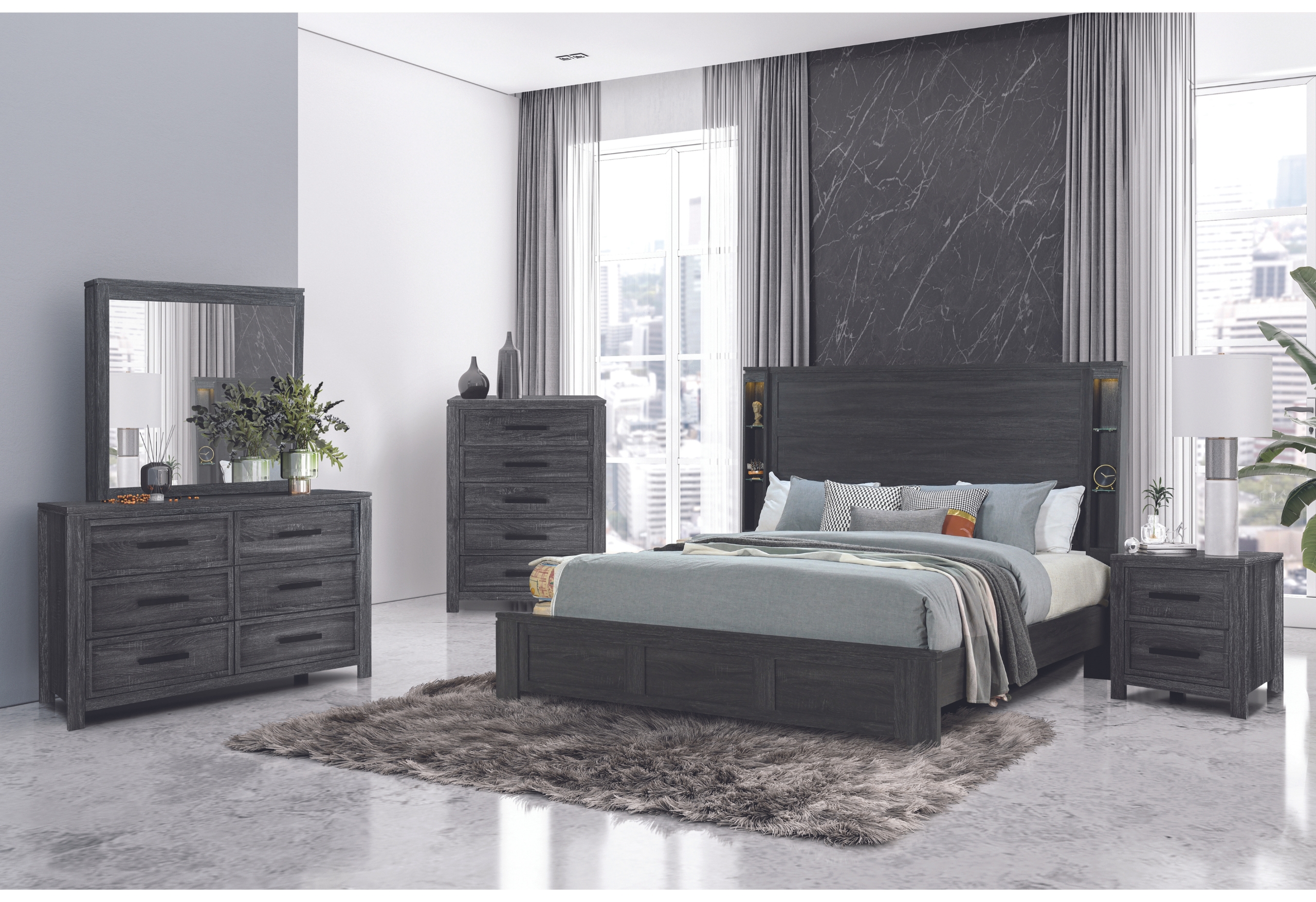 CYPRESS DARK GREY QUEEN BED GROUP