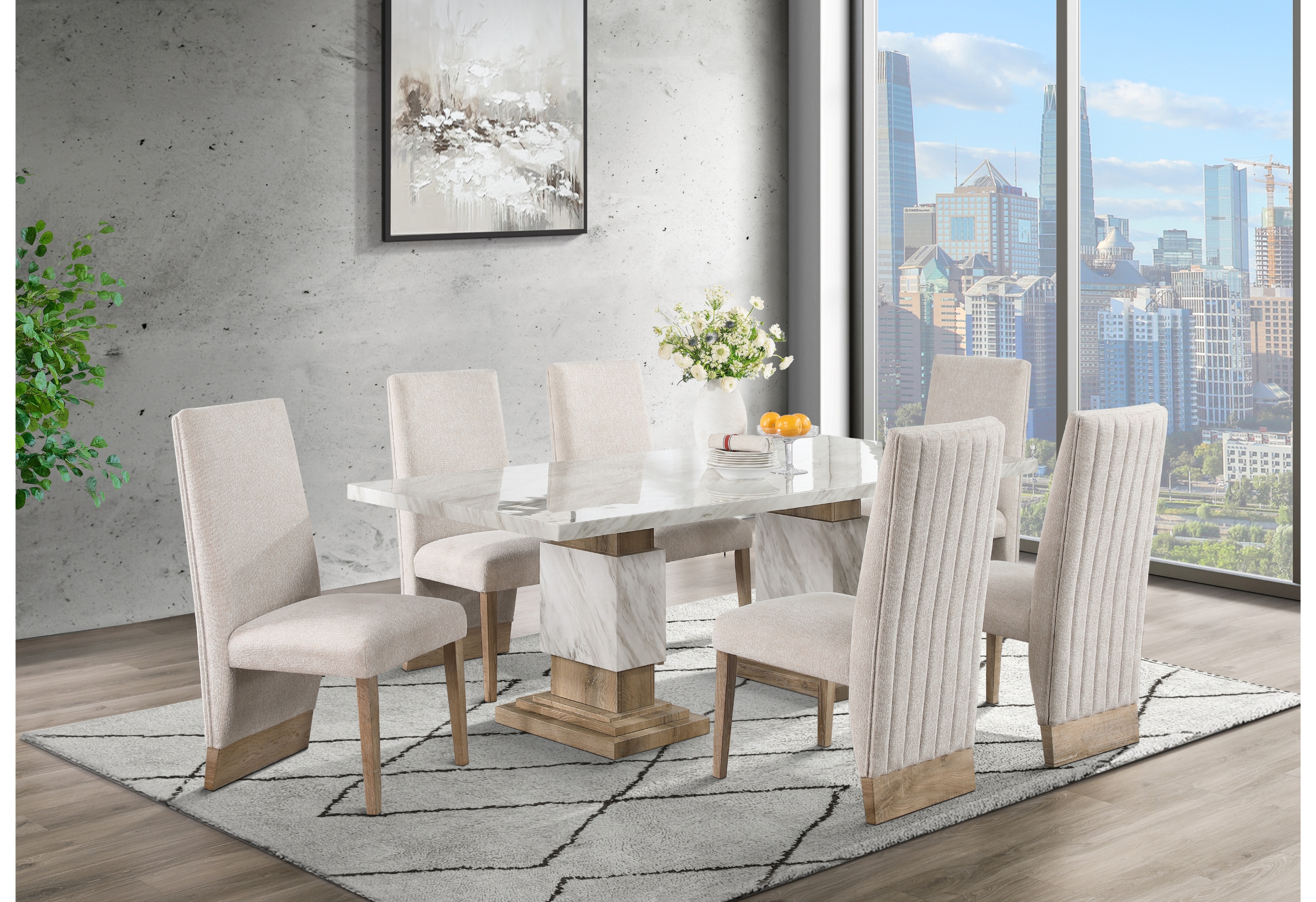 D12 DINING TABLE NATURAL + D12DC BEIGE