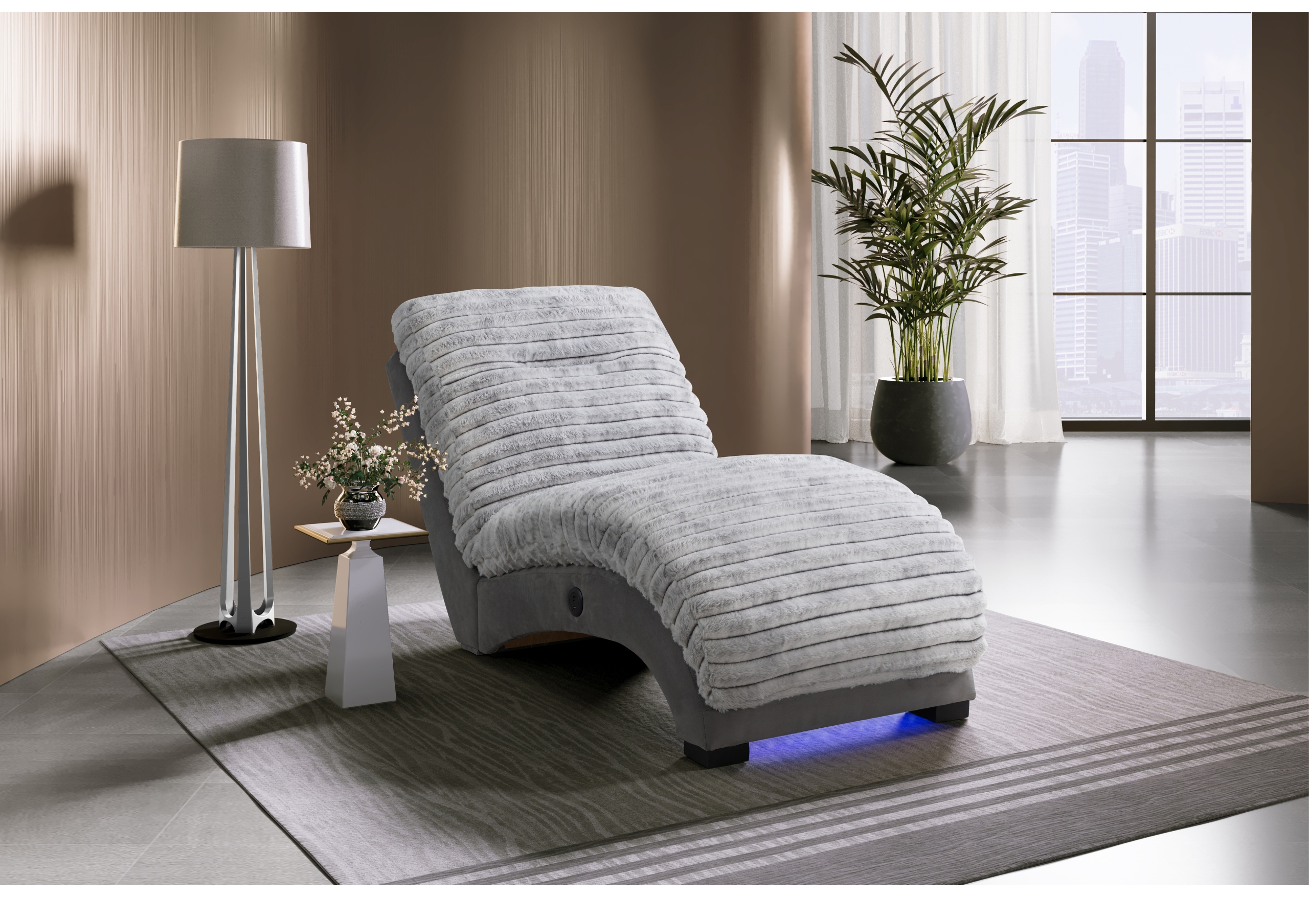 DOMINIC MINK/JAVA CHAISE WITH USB